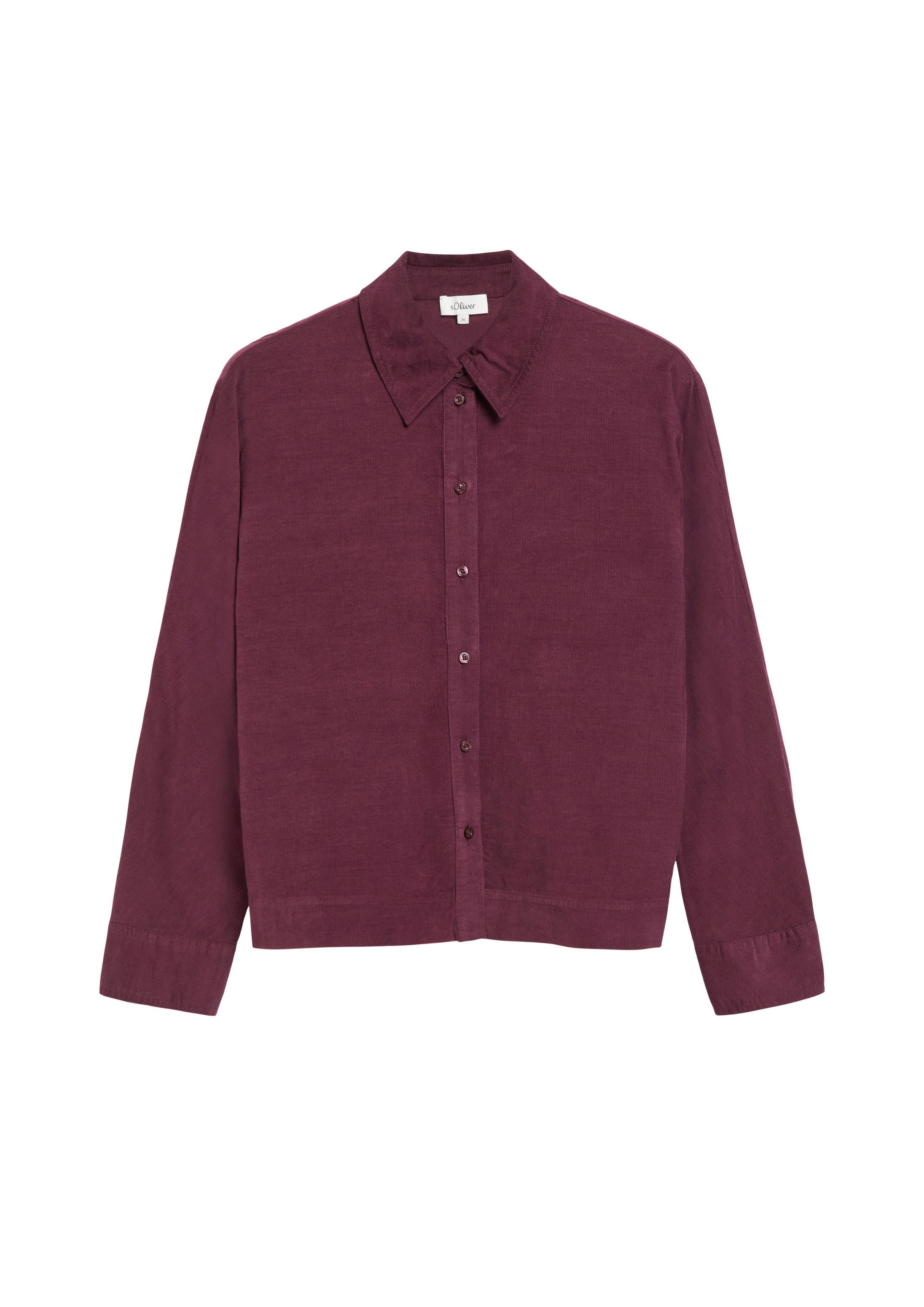 s.Oliver Langarmbluse Bluse Feincord-Bluse mit Fledermausärmeln im Relaxed Fit