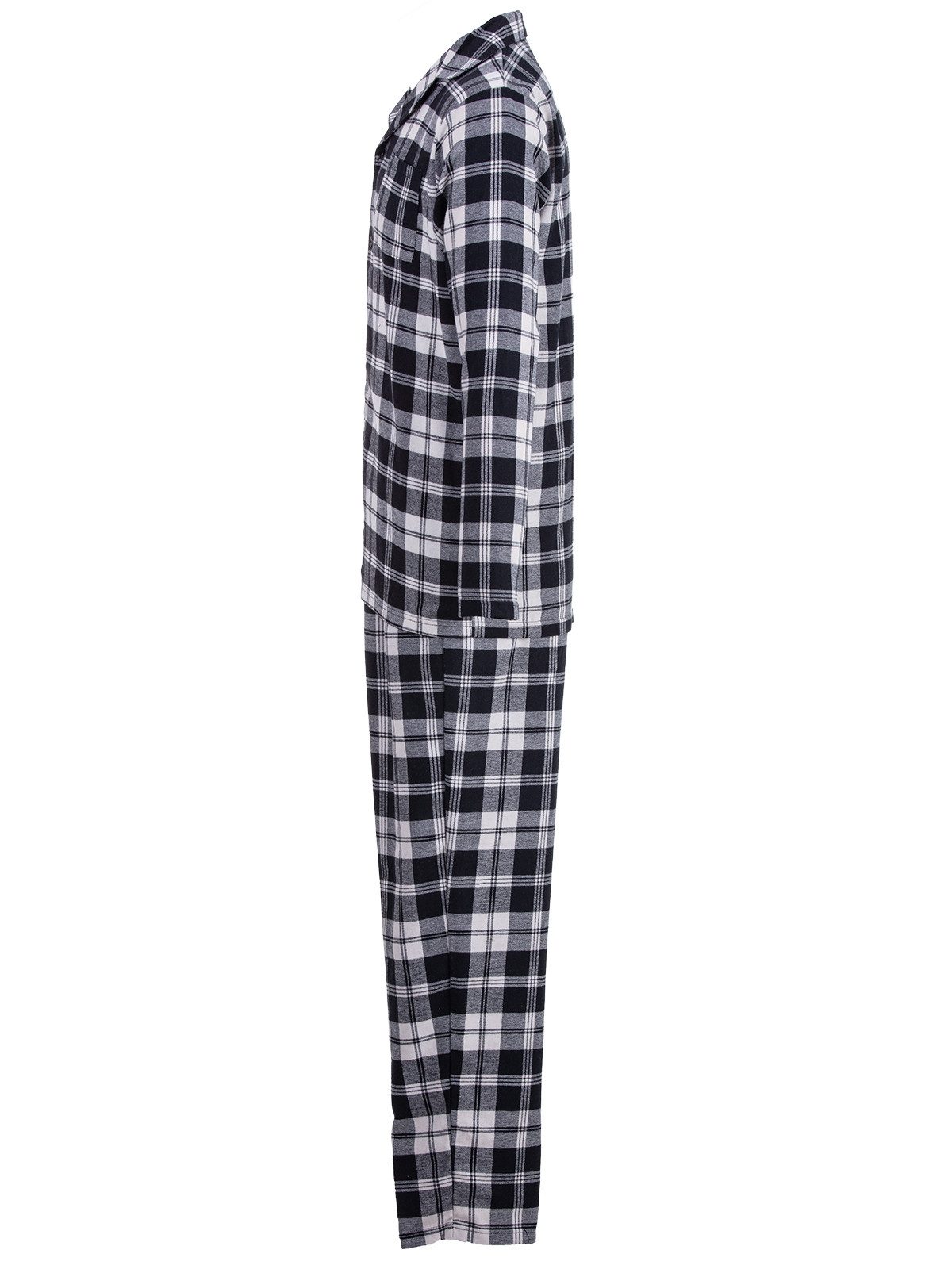 Henry Terre Pyjama Kent Langarm - Karo Look Hemdkragen durchgeknöpft Tartan Holzfäller – Bild 2 von 5