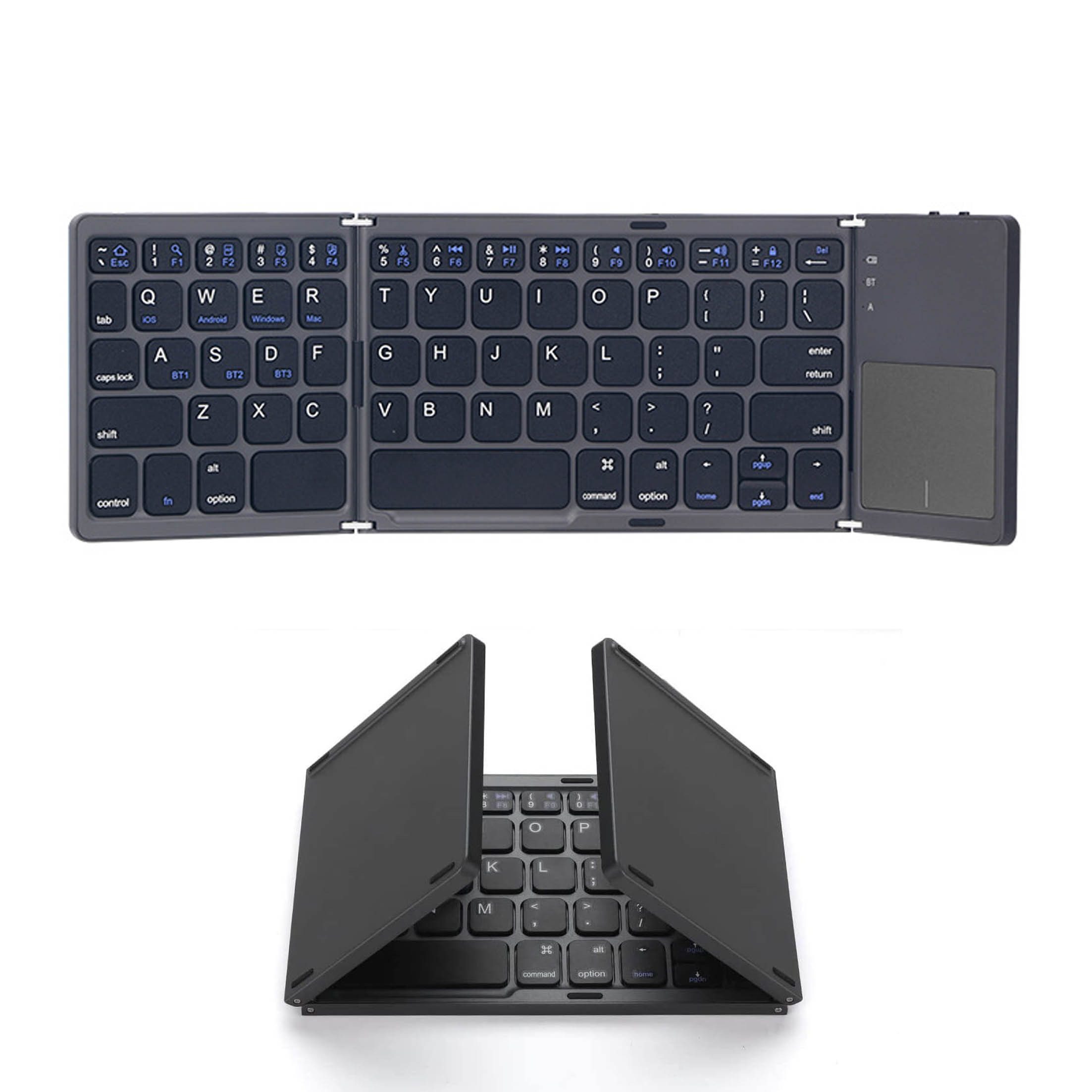 KINSI Faltbare Bluetooth Tastatur, kabellos mit Touchpad, Multi Gerät Wireless-Tastatur (Bluetooth 5.0 Verbindung für drei Geräte gleichzeitig)