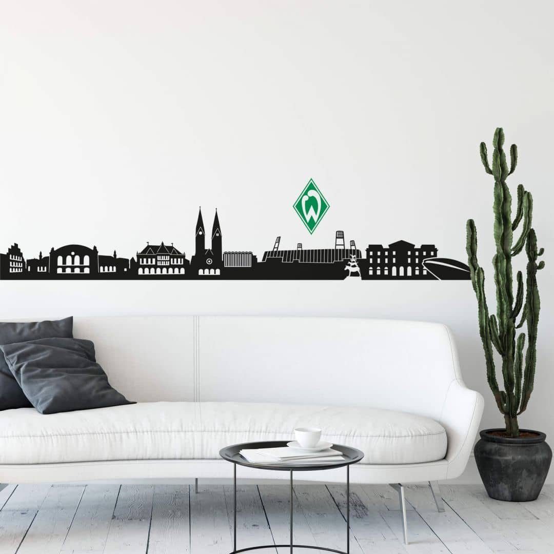 Werder Bremen Wandtattoo Fußball Wandtattoo SV Werder Bremen Stadt Skyline Deutscher Meister Logo, Wandbild selbstklebend, entfernbar