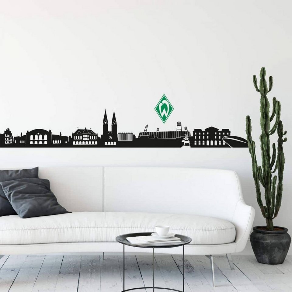 Werder Bremen Wandtattoo Fußball Wandtattoo SV Werder Bremen Stadt Skyline  Deutscher Meister Logo, Wandbild selbstklebend, entfernbar