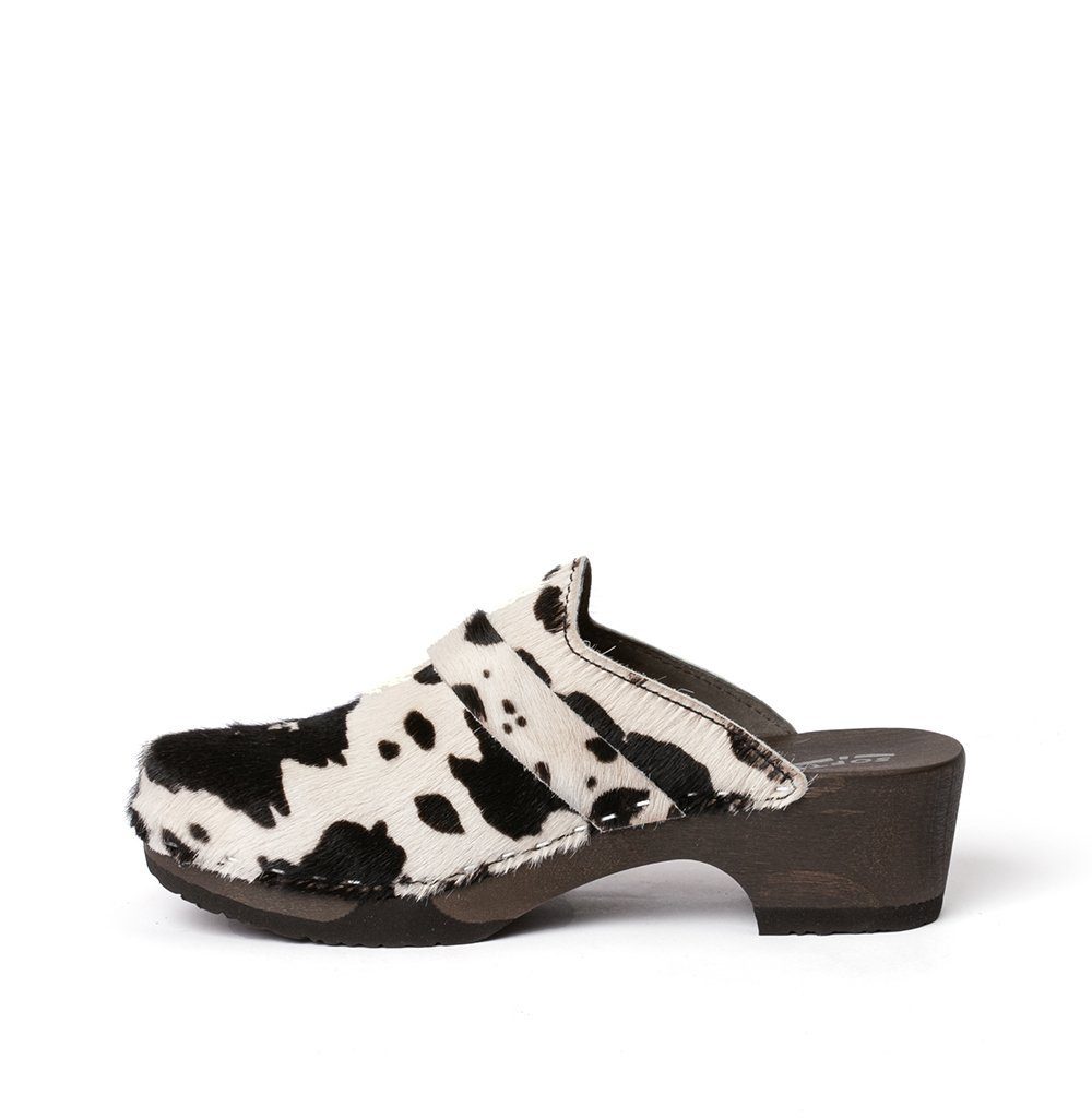 Softclox TAMINA Animalprint kuh schwarz (dunkel), Winter, Holz, Clogs, Damen, Clog