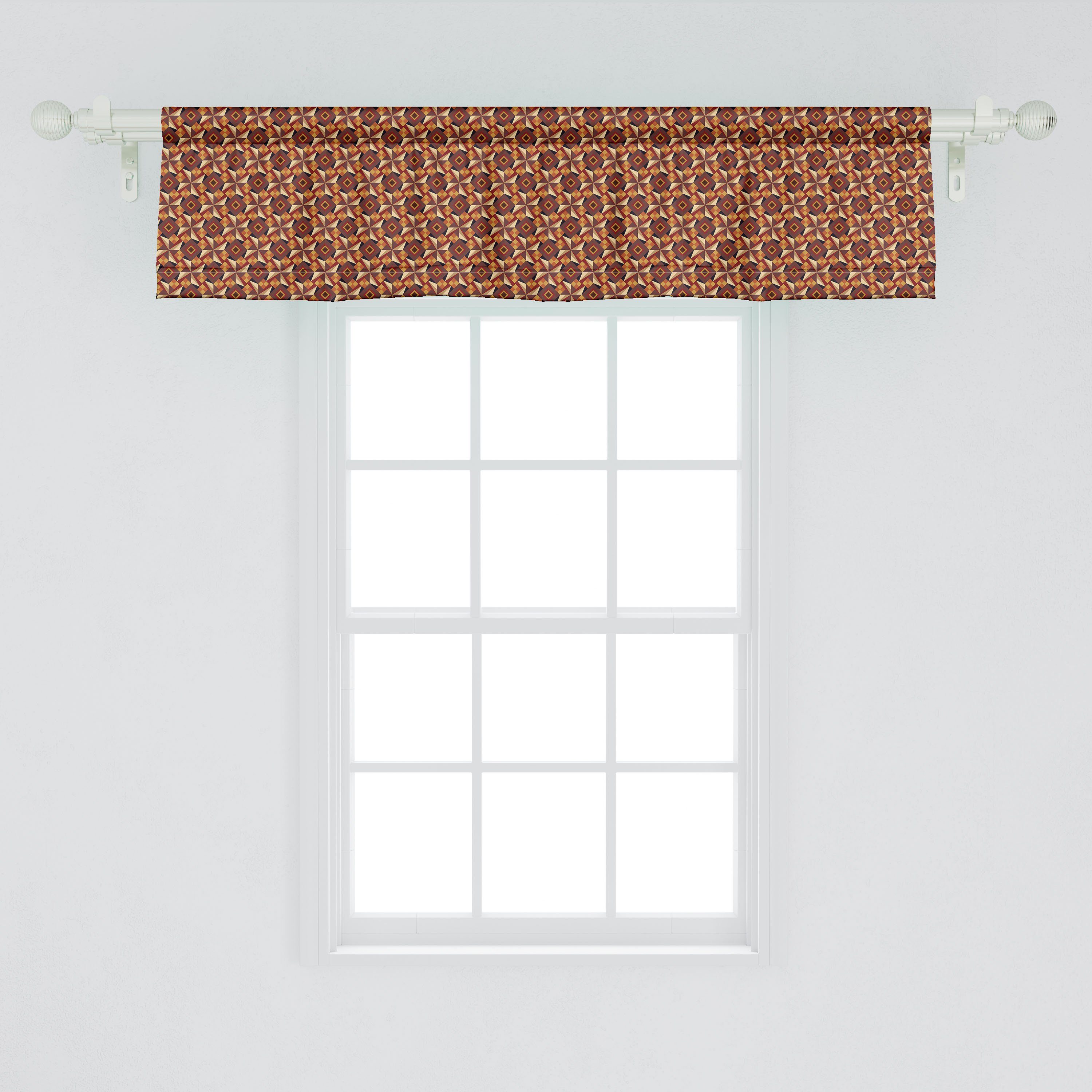 Abakuhaus, Vorhang Geometric Volant Retro Microfaser, Stangentasche, Modern für Dekor mit Scheibengardine Vintage Küche Schlafzimmer