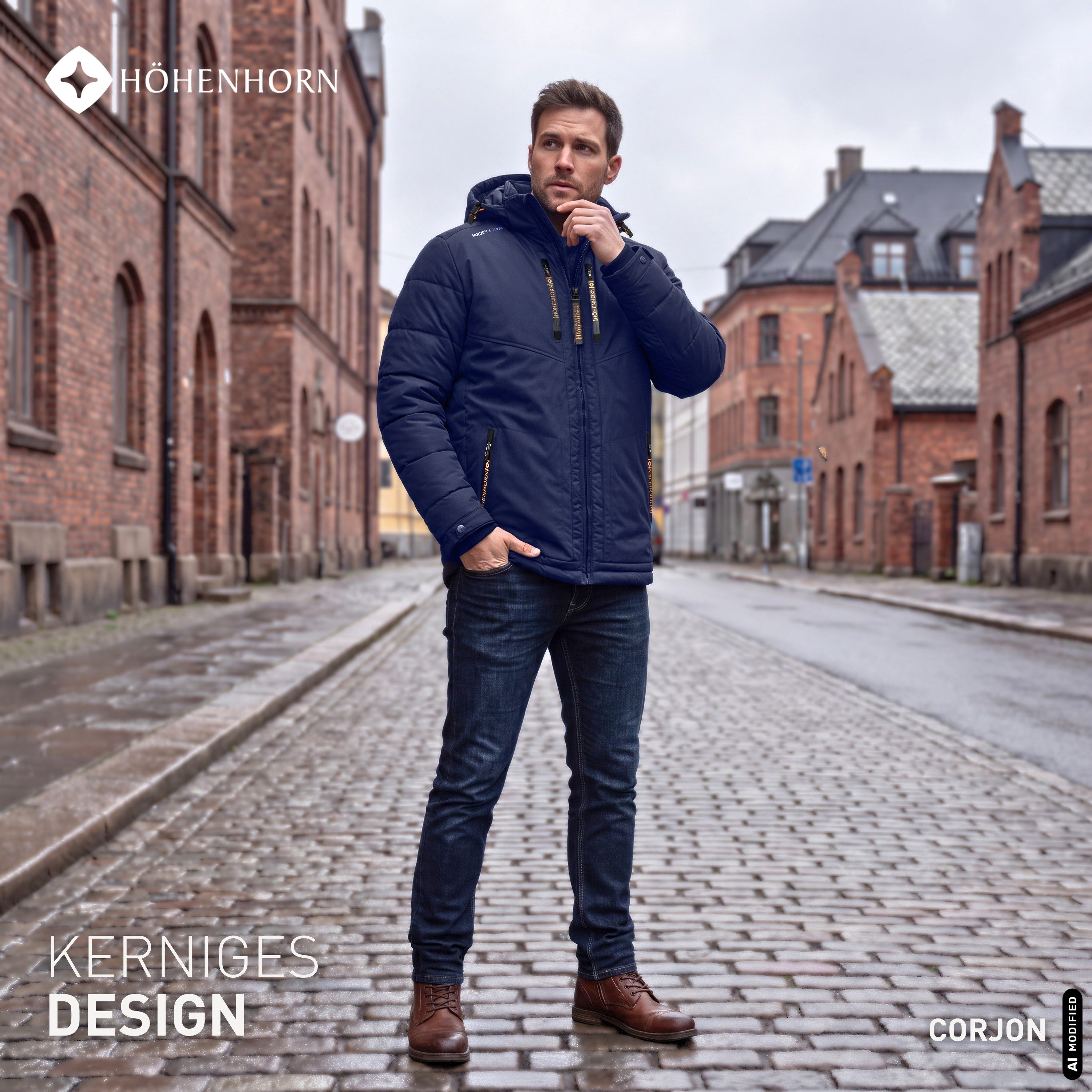 Höhenhorn Winterjacke Corjon Herren Winter Jacke für Männer Hybrid Softshell wasserabweisend, Gummierte Reißverschlüsse – Bild 5 von 5