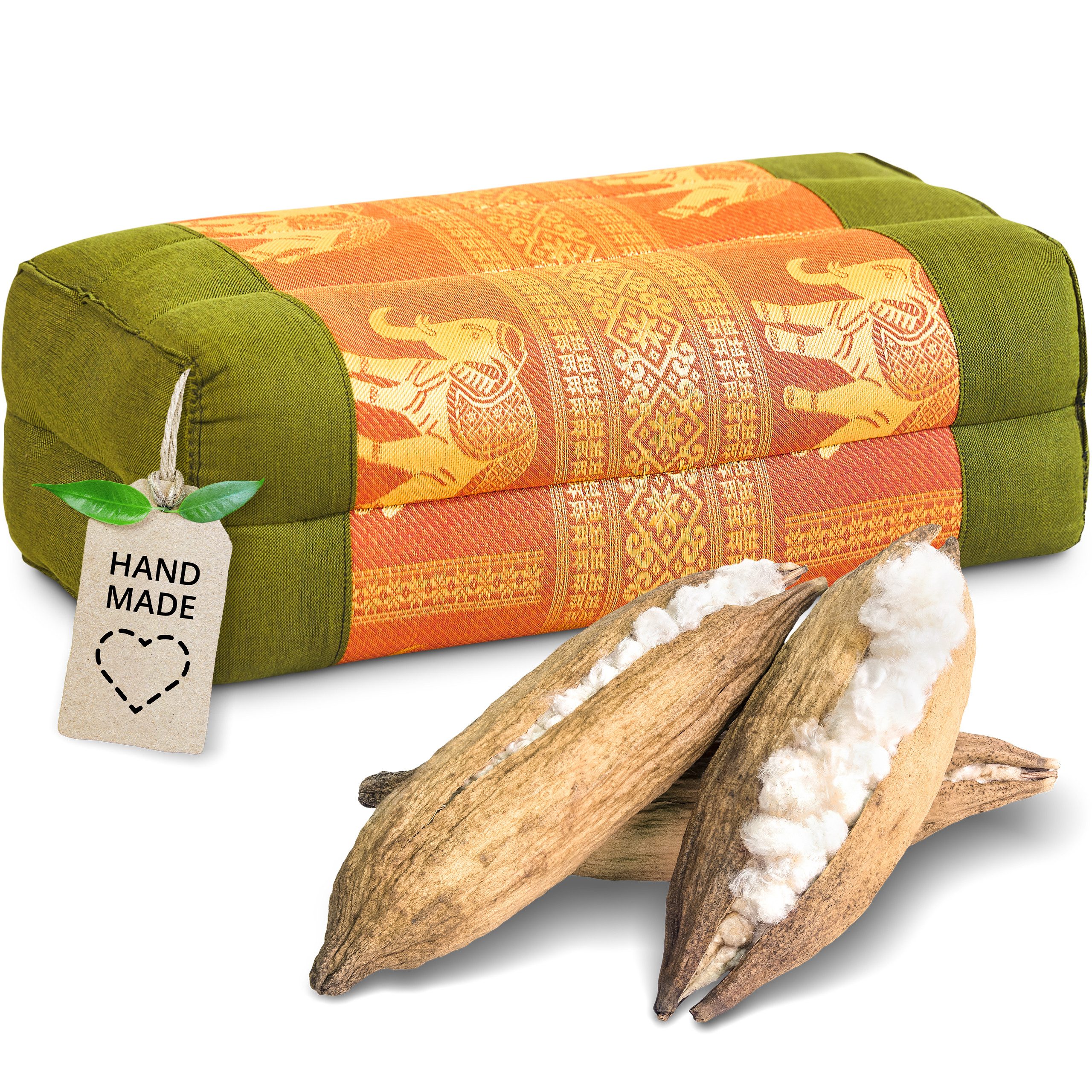 livasia Stützkissen Yogakissen (Deluxe) - 17x34x12cm, Kapok, vegan, handgefertigt