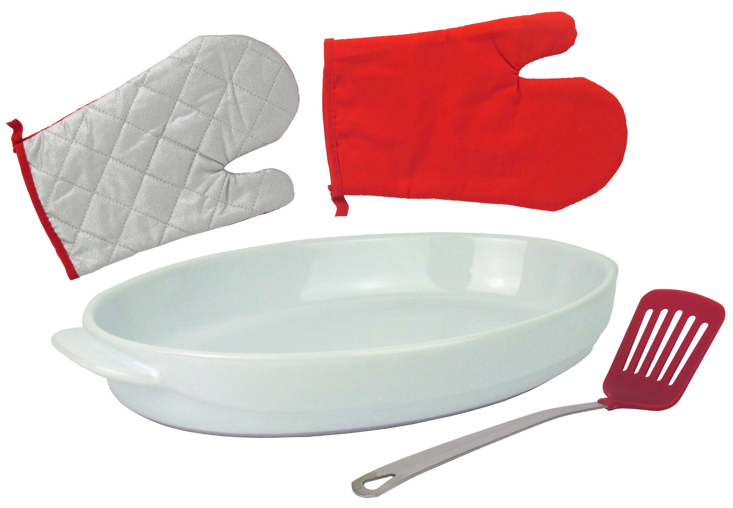 Retsch Arzberg Auflaufform inkl. einem Topflappen und einem Pfannenwender, aus robustem Steinzeug gefertigt - Ofenfest bis 250 °C