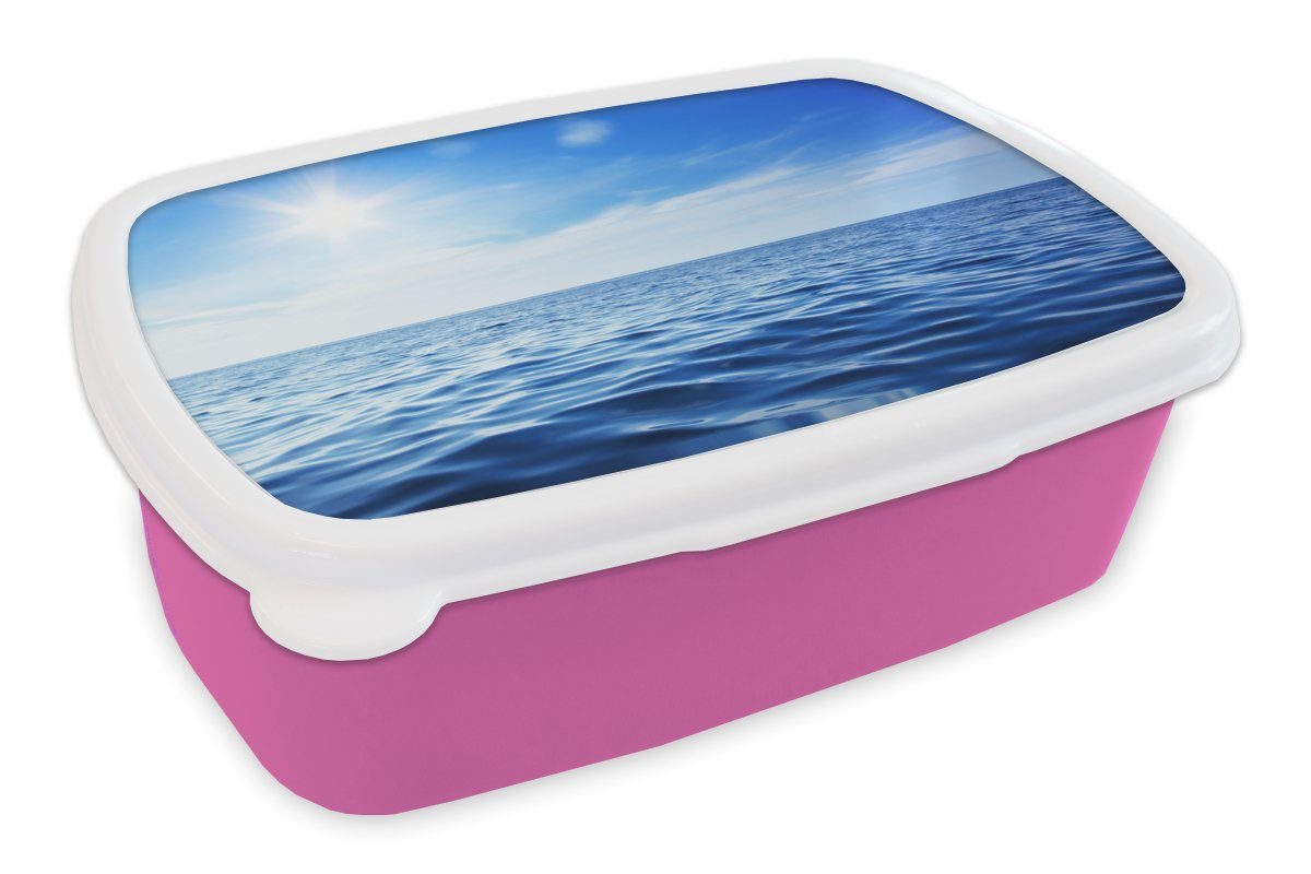 Meer Brotdose - MuchoWow Snackbox, Kinder, rosa - Sonne (2-tlg), Erwachsene, Mädchen, Himmel, für Kunststoff Lunchbox Kunststoff, Brotbox