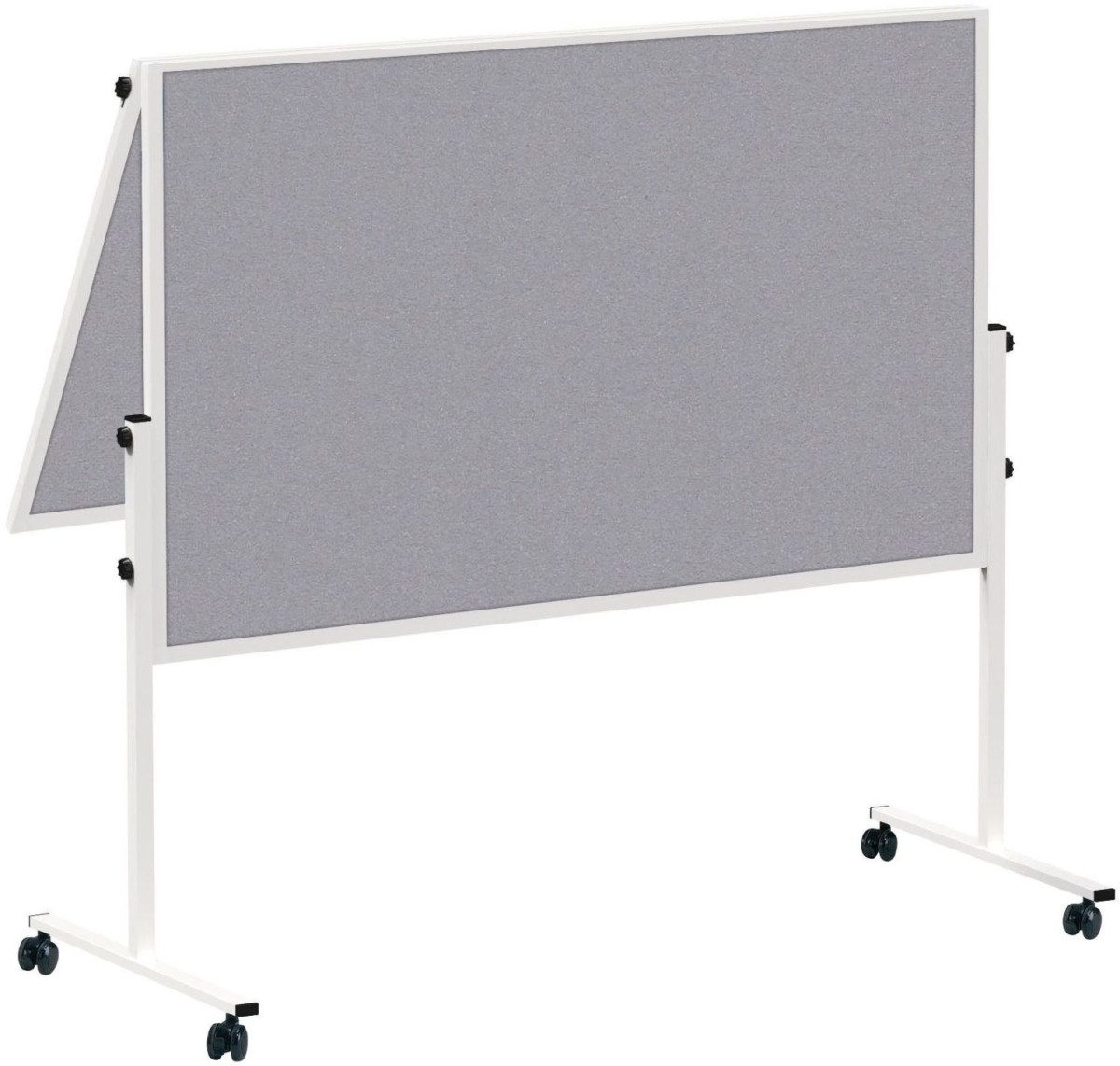 Standtafel Moderationstafel solid 150x120cm Filz geteilt mit Rollen grau