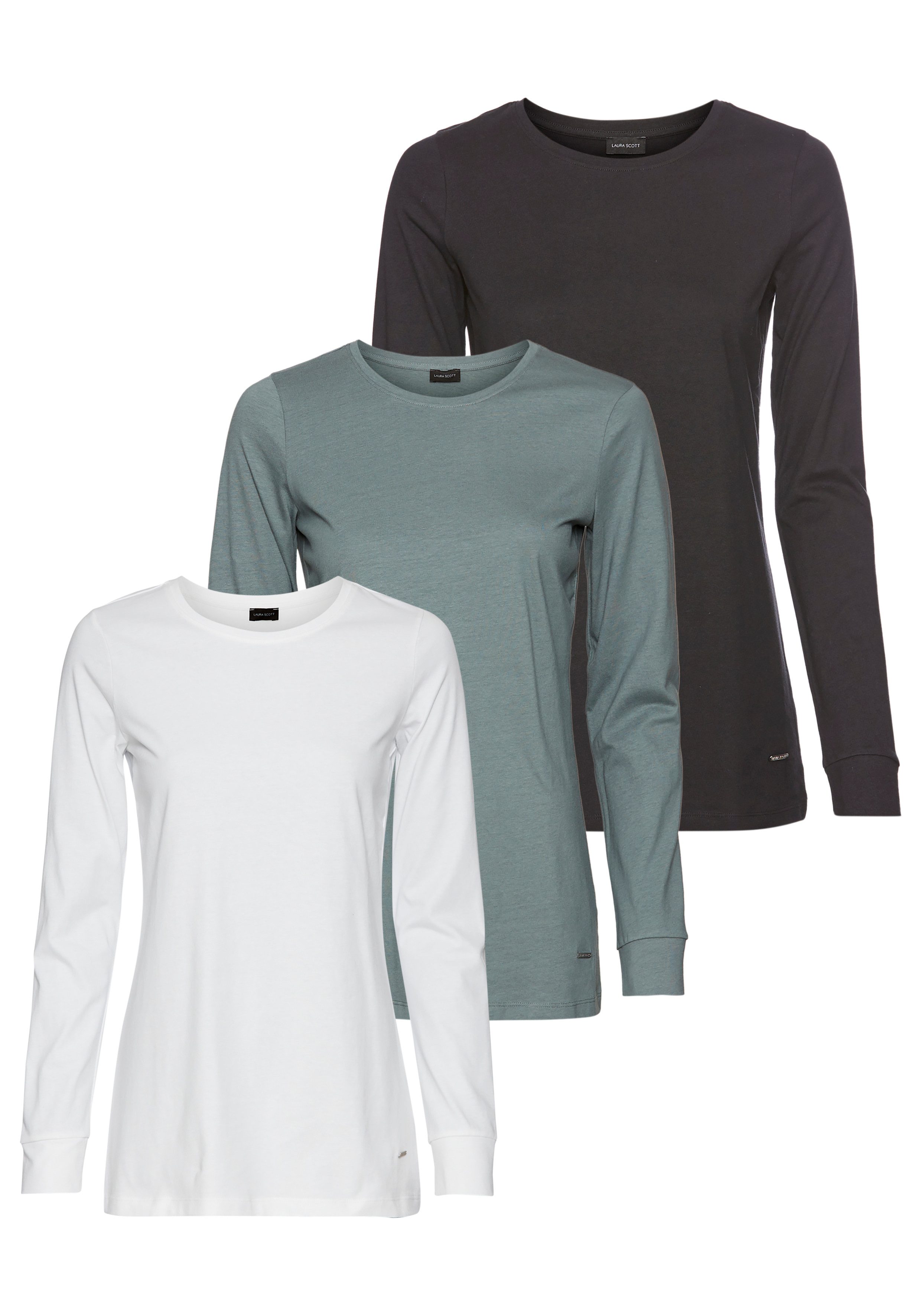 Laura Scott Langarmshirt (3-er Pack) mit günstig online kaufen