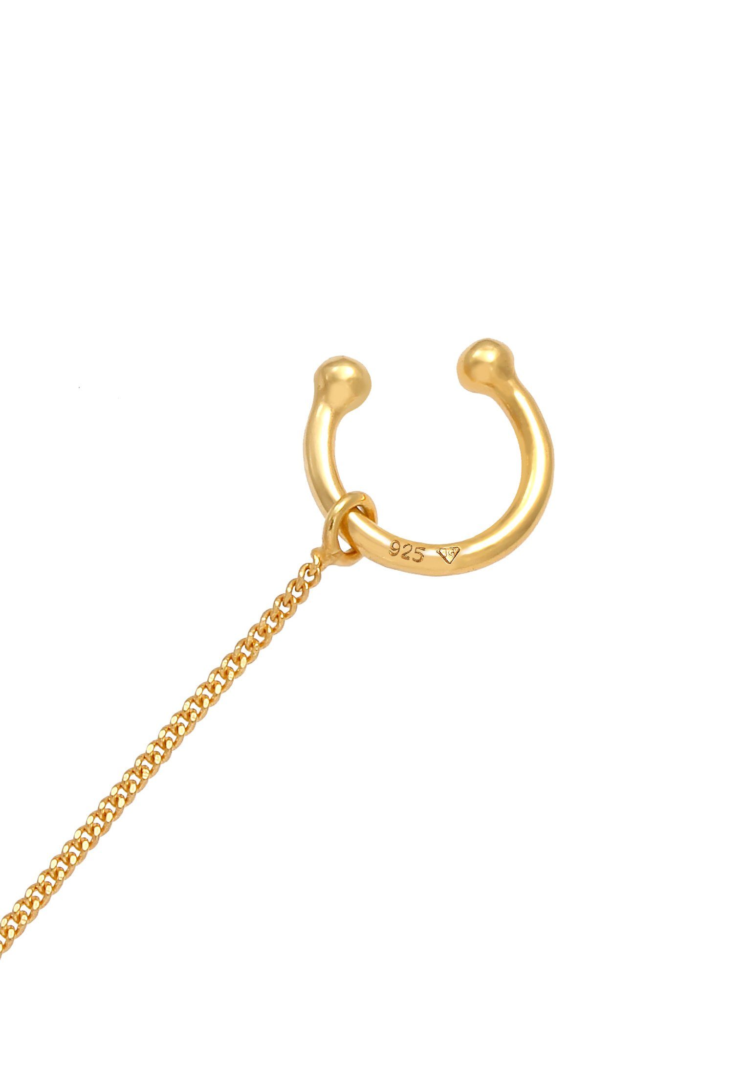 Elli Ohrklemme Earcuff Ohrklemme Silber 925 Gold Durchzieher Single