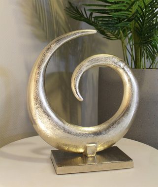 Arnusa Dekofigur abstrakte Skulptur aus Metall 43x38 cm 2,4 Kg silberfarben, moderne Dekoration aus Aluminium