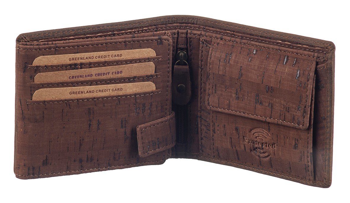 leather-cork, GreenLand mit Sicherheitsschutz NATURE Nature Geldbörse