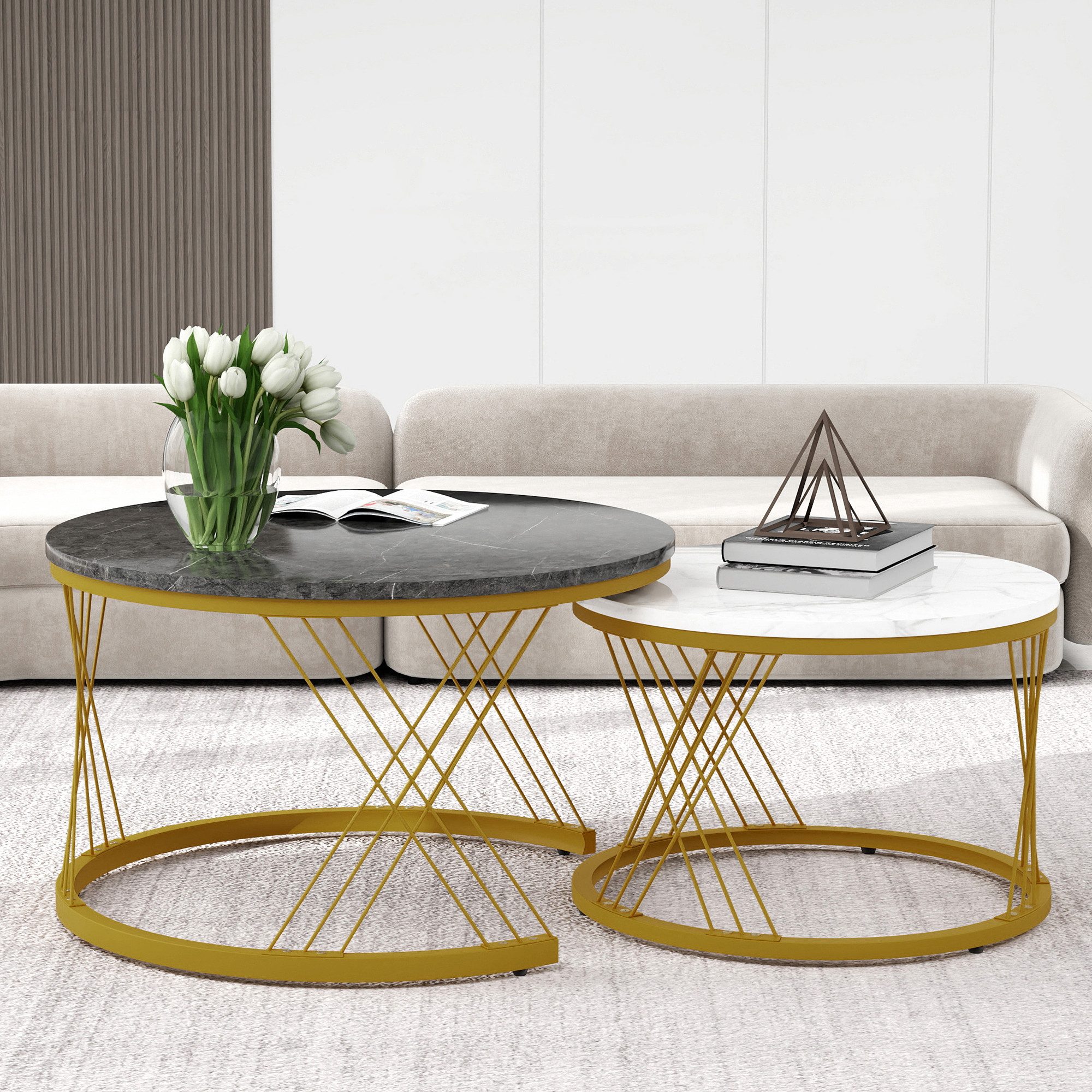 OKWISH Couchtisch (Satz von 2, Goldene günstig online kaufen