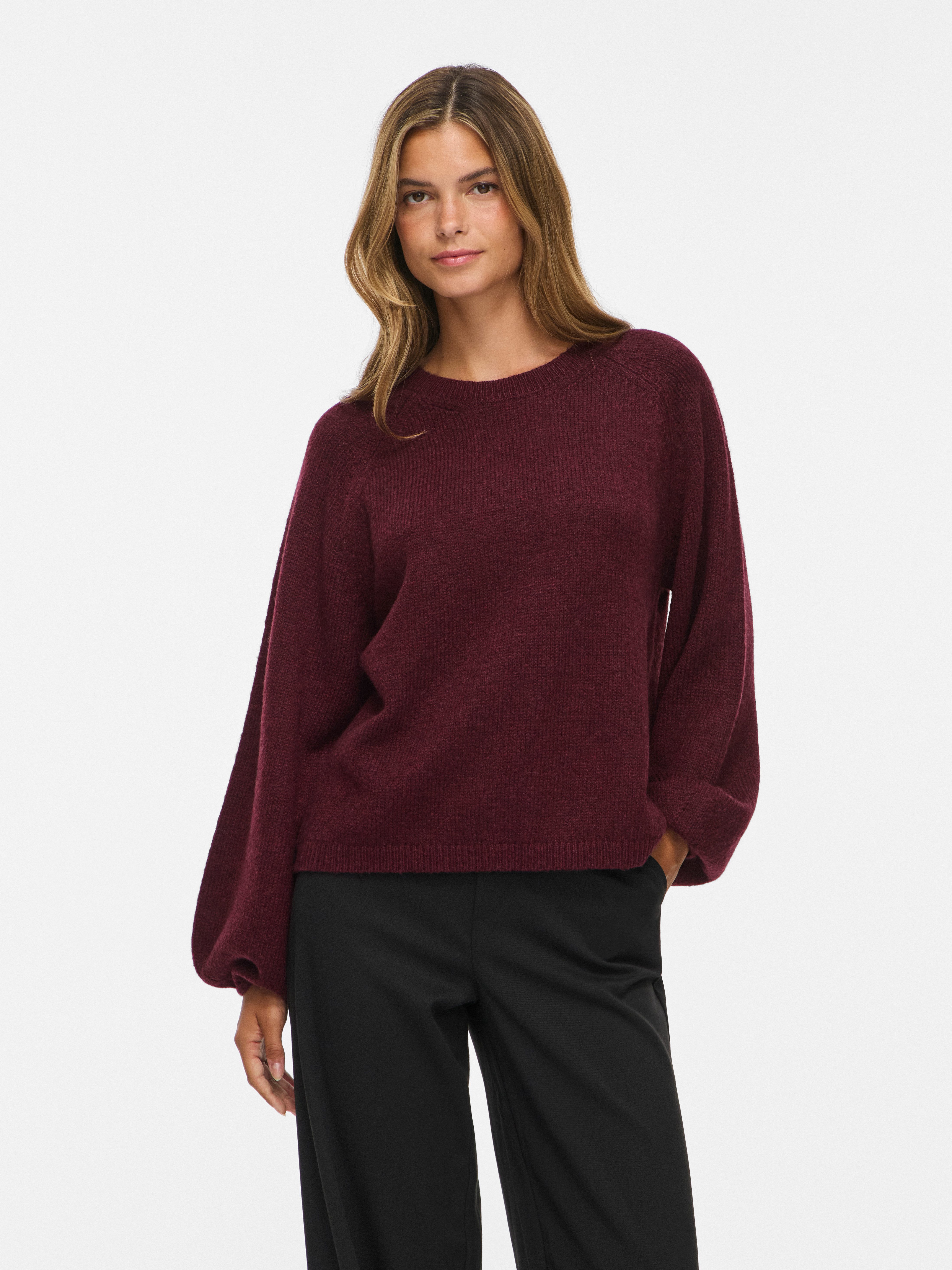 Vila Strickpullover VISAPNA O-NECK L/S KNIT TOP/PB/1 mit Rundhalsausschnitt, aus Strick, Regular Fit
