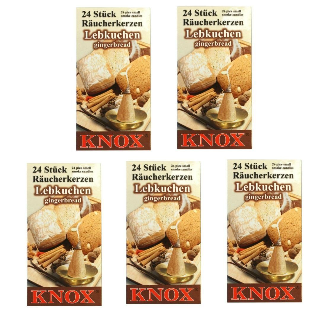 KNOX Räuchermännchen 5 Packung - Räucherkerzen- Päckchen Lebkuchen 24er