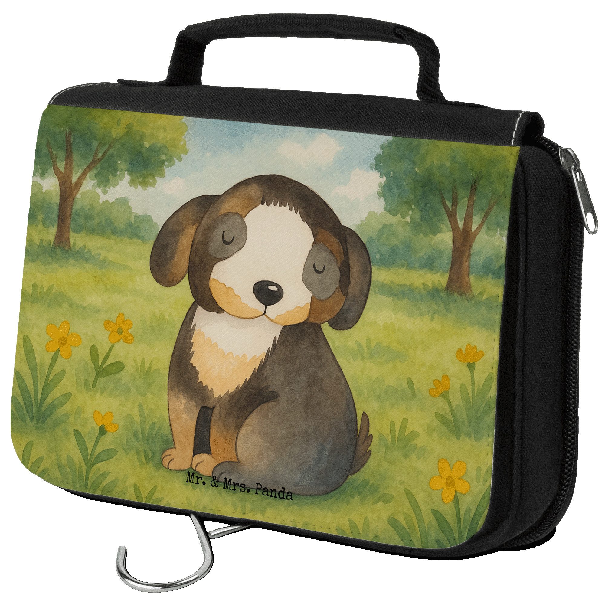 Kulturbeutel Hund Entspannen Design, Kulturtasche, Weiß, Liebe, Schminktasche, Kos