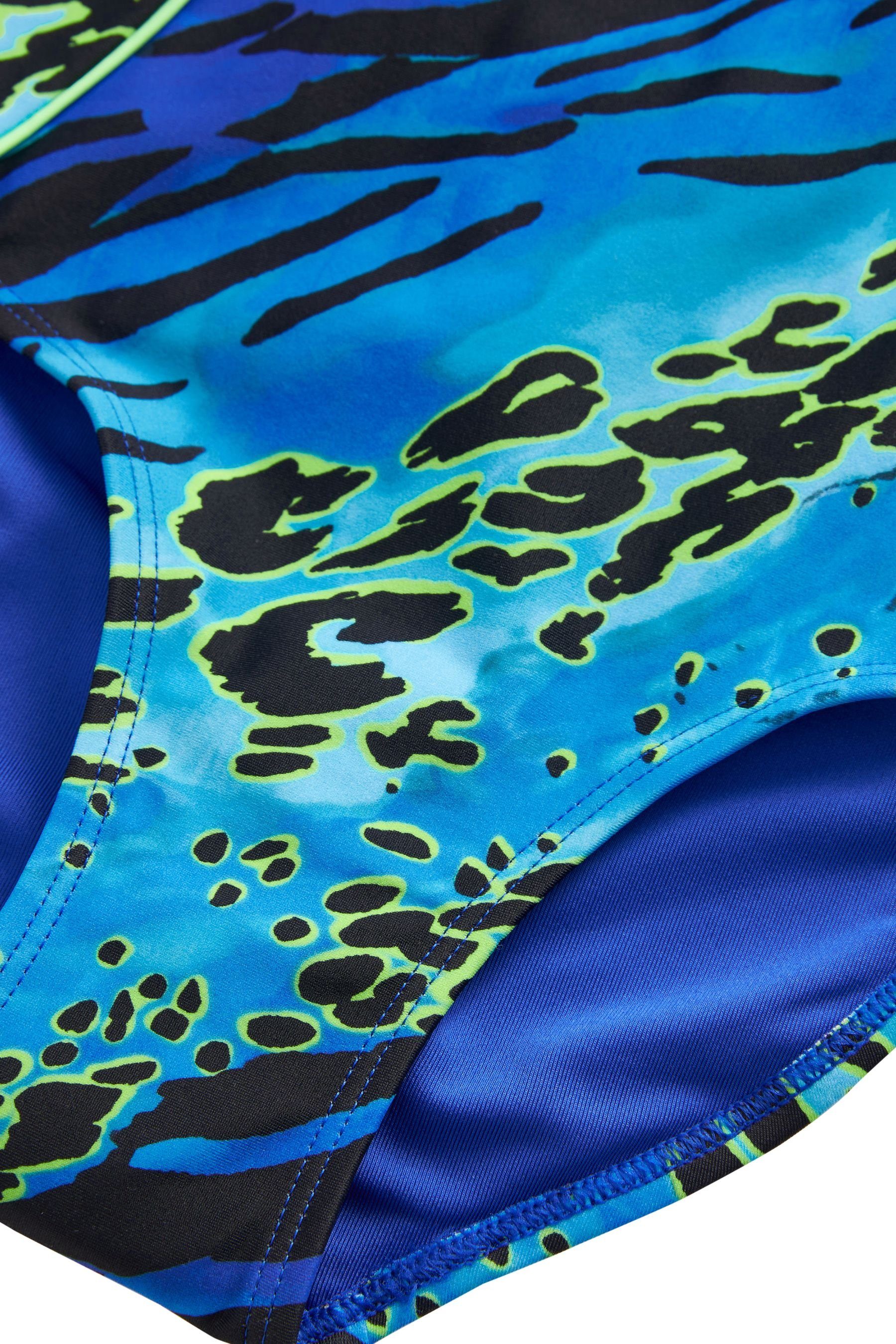 Next Badeanzug Sportbadeanzug Blue/Green gekreuzten Print Animal Rückenträgern (1-St) mit