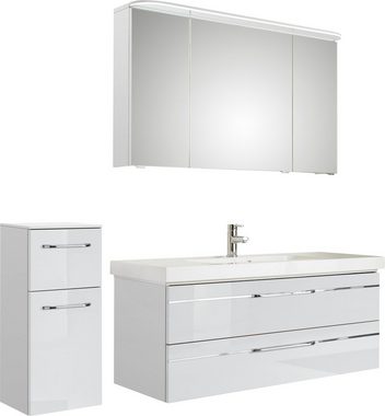 Saphir Badmöbel-Set Balto Sprint 3-teilig, Mineralmarmor-Waschtisch mit LED-Spiegelschrank, (4-St), Badezimmer Set mit Unterschrank inkl Türdämpfer, 3 Türen, 2 Schubladen