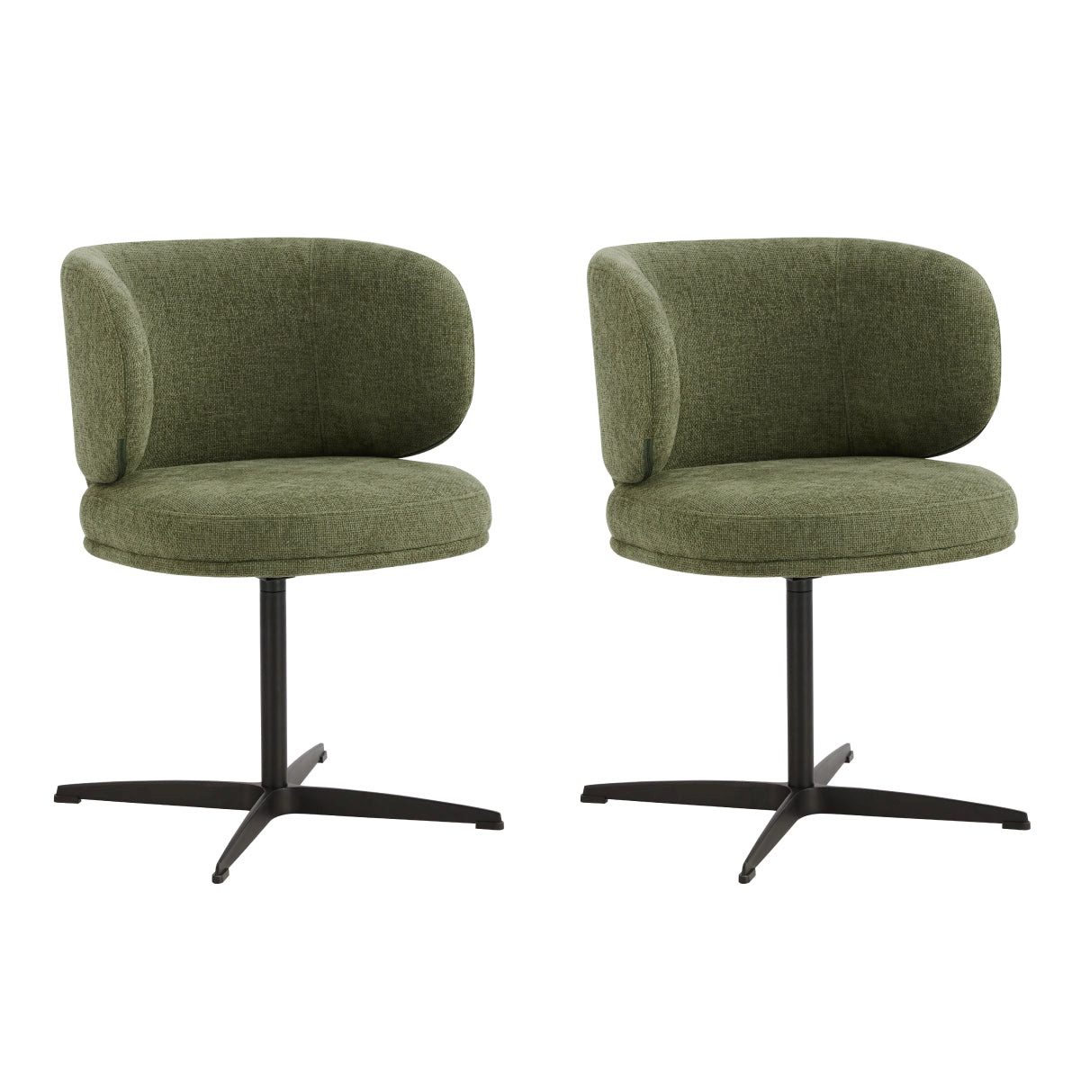 CHITA Polsterstuhl (Set, 2 St), Drehstuhl, Esszimmerstuhl, 360° drehbar, Chenille mit Metallgestell