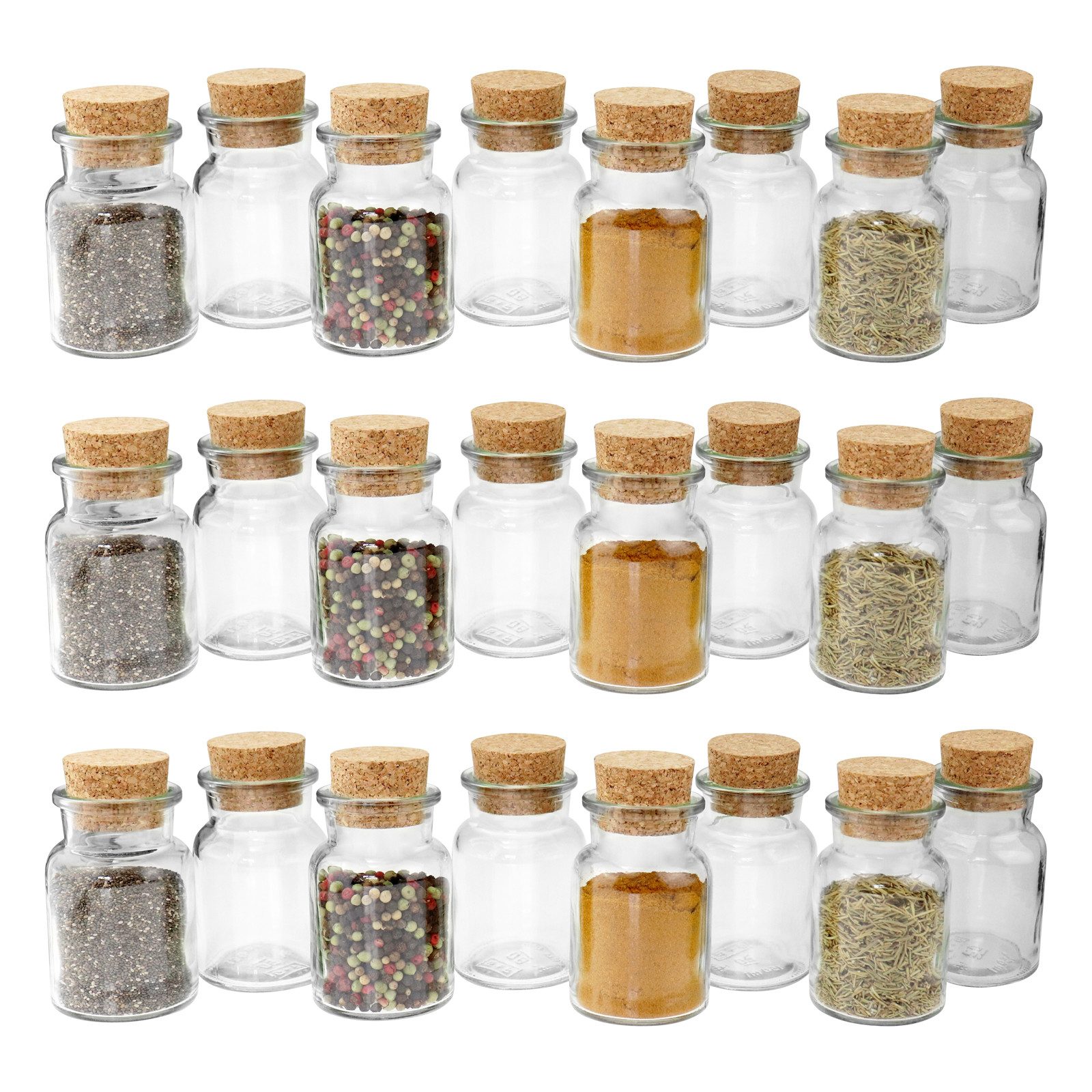 Wellgro Vorratsglas 24 Gewürzgläser mit Kork Verschluss - 150 ml, 6 x 10 cm (xH), (24-tlg). € 32,95