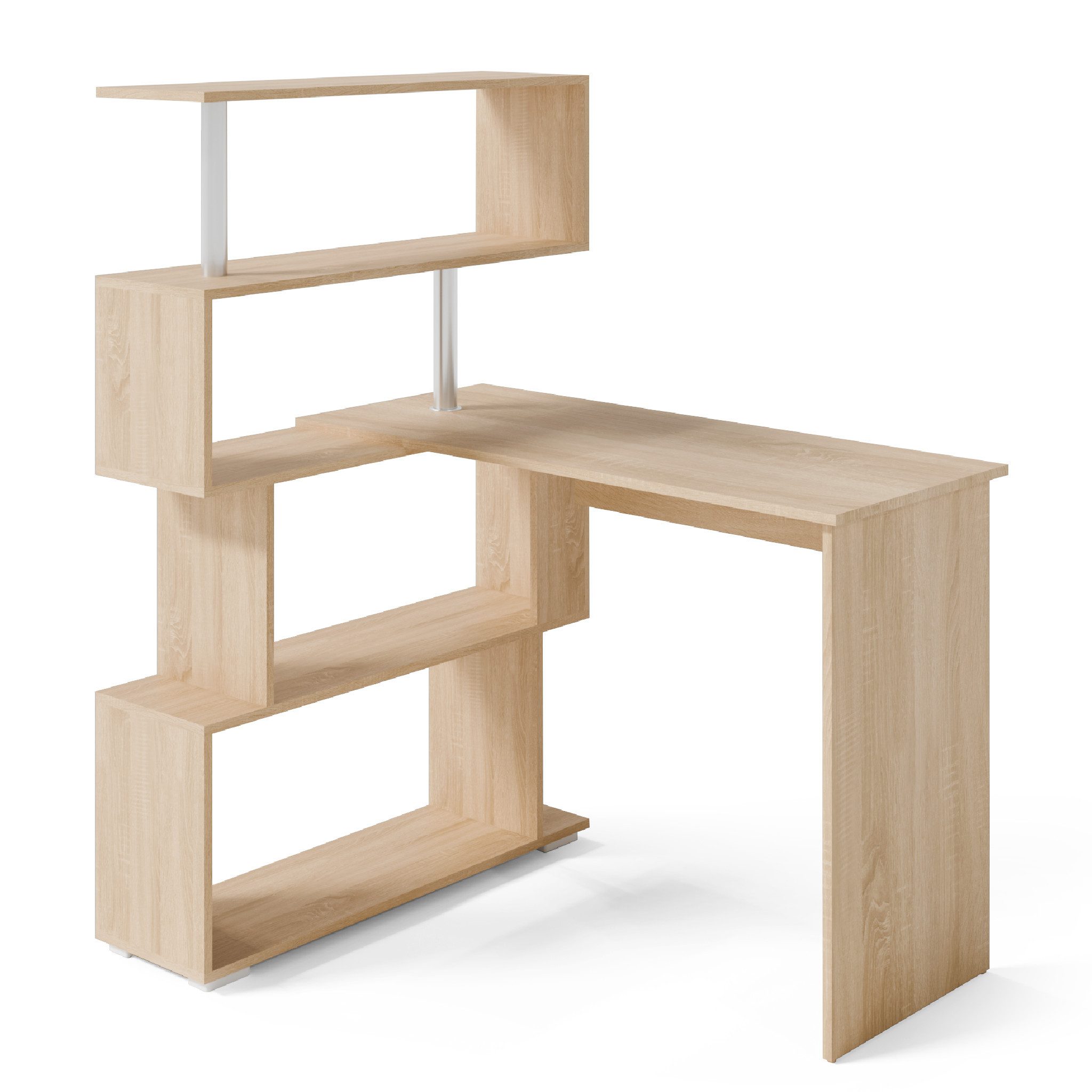 Mondeer Eckschreibtisch Schreibtisch, mit 360 Grad Drehbarem Bücherregal 15 günstig online kaufen