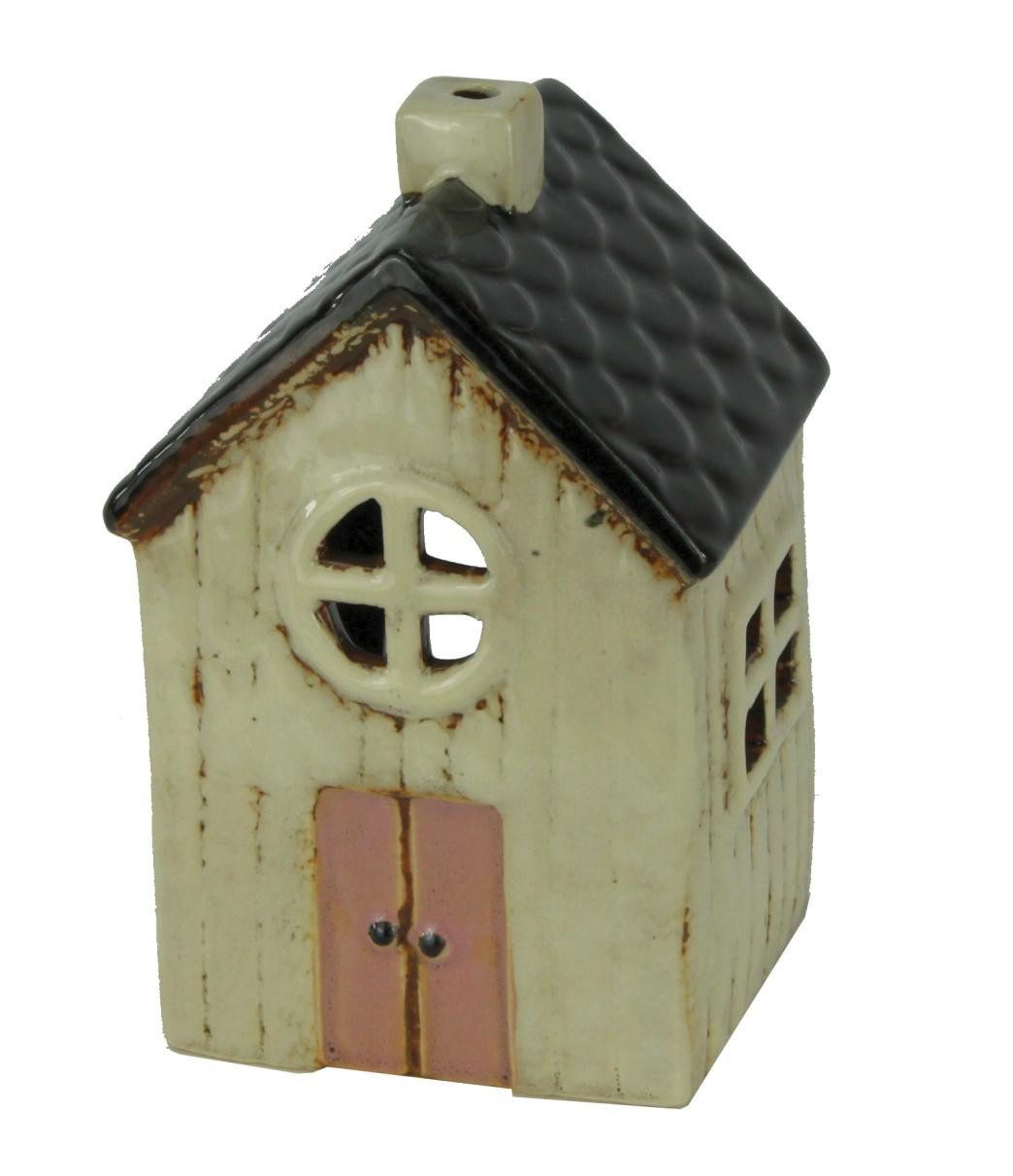 Windlicht Haus für Teelicht aus Keramik Teelichthaus Lichthaus