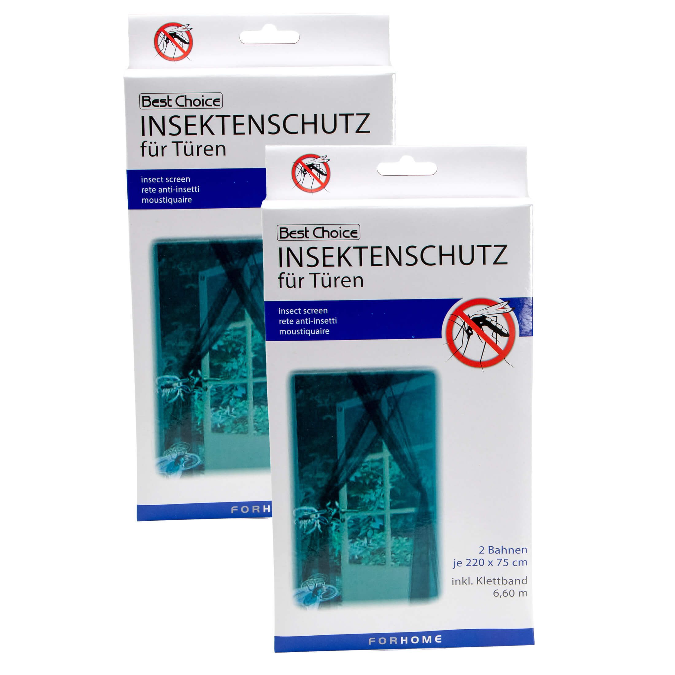Best Choice Fliegengitter-Gewebe 2er Set Insektenschutz für 2 Türen 220x150cm Tür Fliegengitter, (2-St), Klettband, selbstklebend