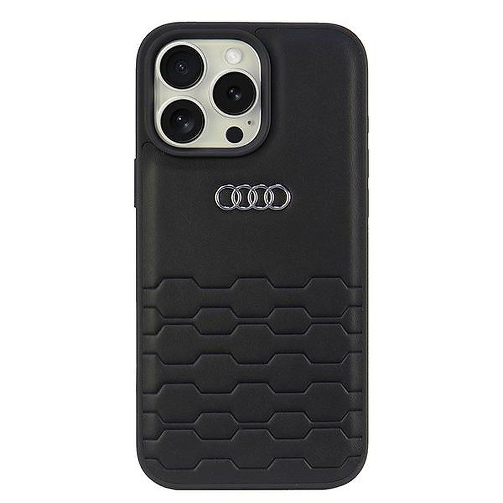Audi Handyhülle Schutzhülle Rückschale Handyschale 6,9 Zoll, Kunstleder, Metall-Logo, erhöhte Ränder, Hardcase