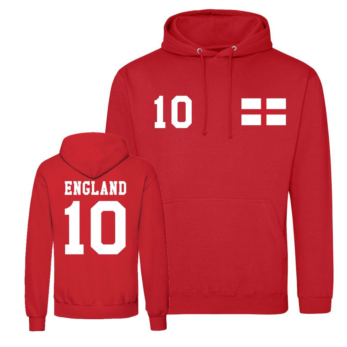 Youth Designz Kapuzenpullover England Herren Hoodie Pullover im Fußball Trikot Look mit trendigem Frontprint