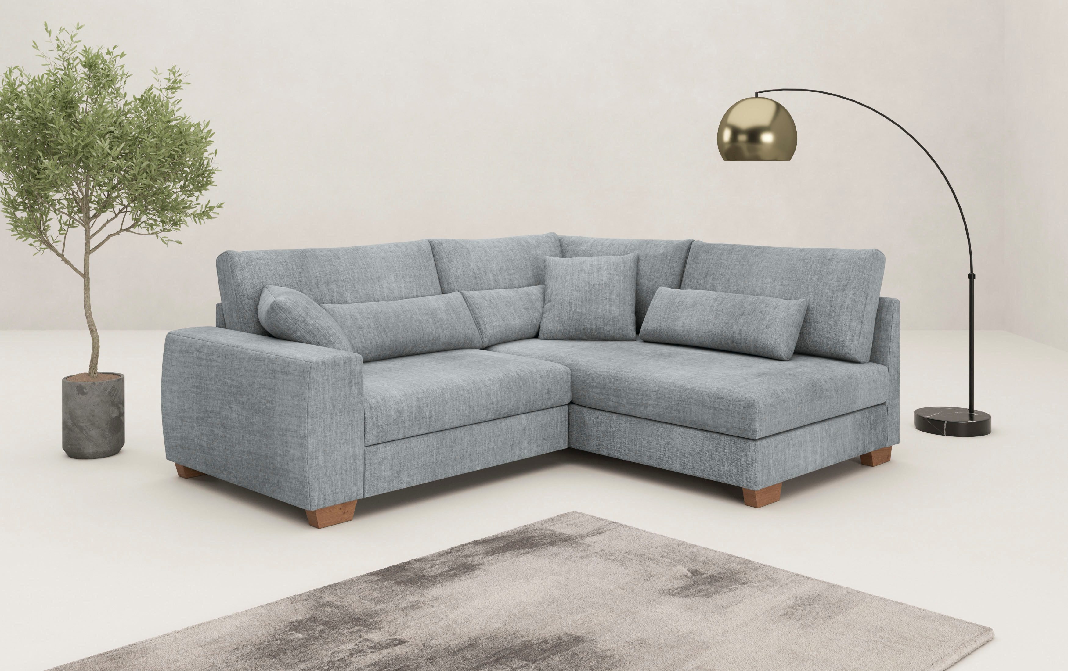 Mr. Couch Ecksofa "Hilla L-Form" Mit Federkern, wahlweise mit Bettfunktion günstig online kaufen