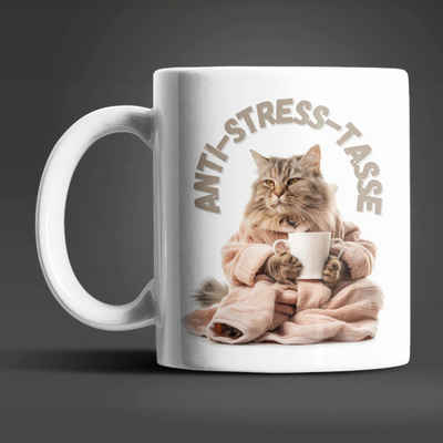 WS-Trend Tasse Katze Anti Stress Keramik Kaffeetasse Teetasse Geschenke, Keramik