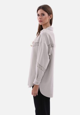 COFI Casuals Langarmbluse Damenhemd mit Spitze-Details One-Size Blusen Langarm