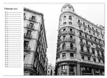 CALVENDO Wandkalender Barcelona Schwarz / Weiß Impressionen (Premium, hochwertiger DIN A2 Wandkalender 2023, Kunstdruck in Hochglanz)