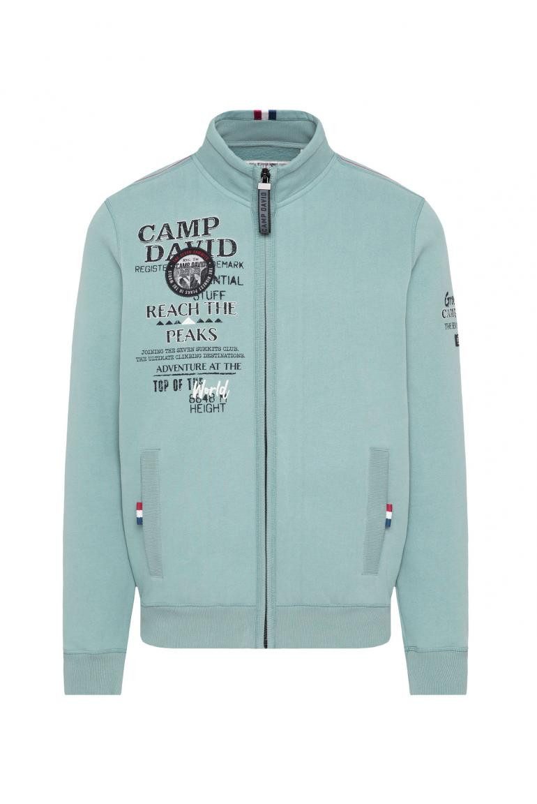 CAMP DAVID Sweatjacke mit Logo Prints, Stickereien und Patches smoke blue