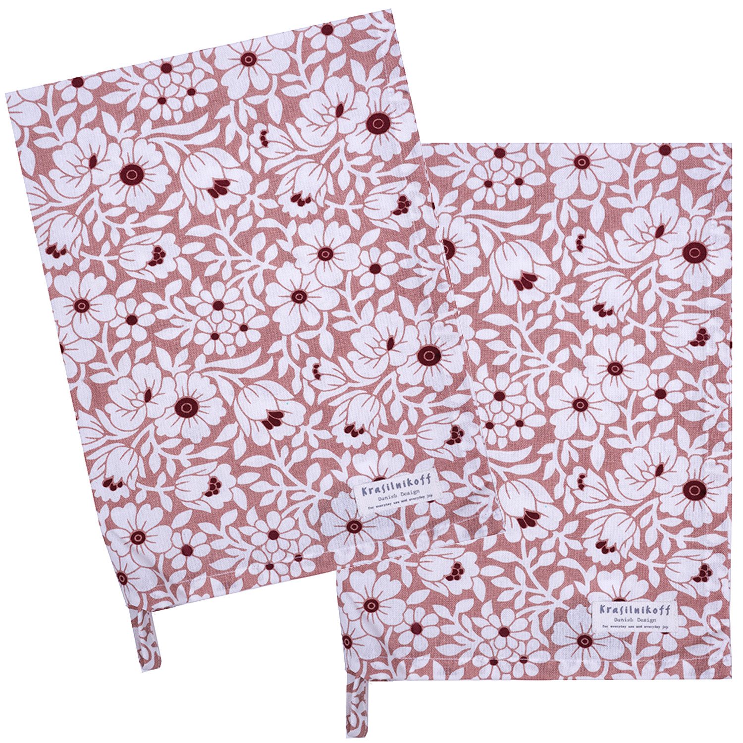 Krasilnikoff Geschirrtuch Vivid Owers, (2-tlg., 2-teilig), Geschirrtücher ca.50x70cm Baumwolle