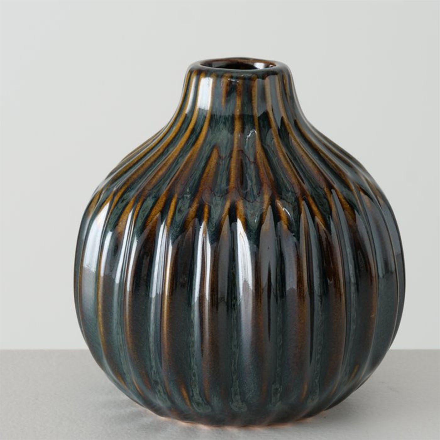 im Look im Blumenvase aus Dekovase Keramik Set 3er Shabby Braun Vase BOLTZE Chic