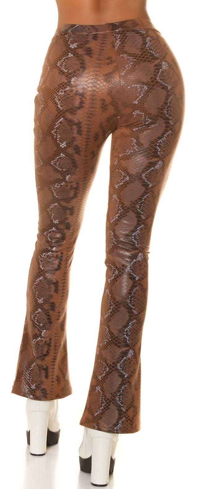 Schlaghose Damenhose Leggings braun Koucla mit Snake-Print,