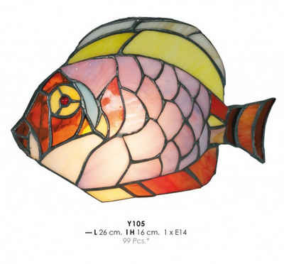 Casa Padrino Wandleuchte Tiffany Wandleuchte Fisch Bunt Ø 26 x H. 16 cm - Tiffany Deko Leuchten