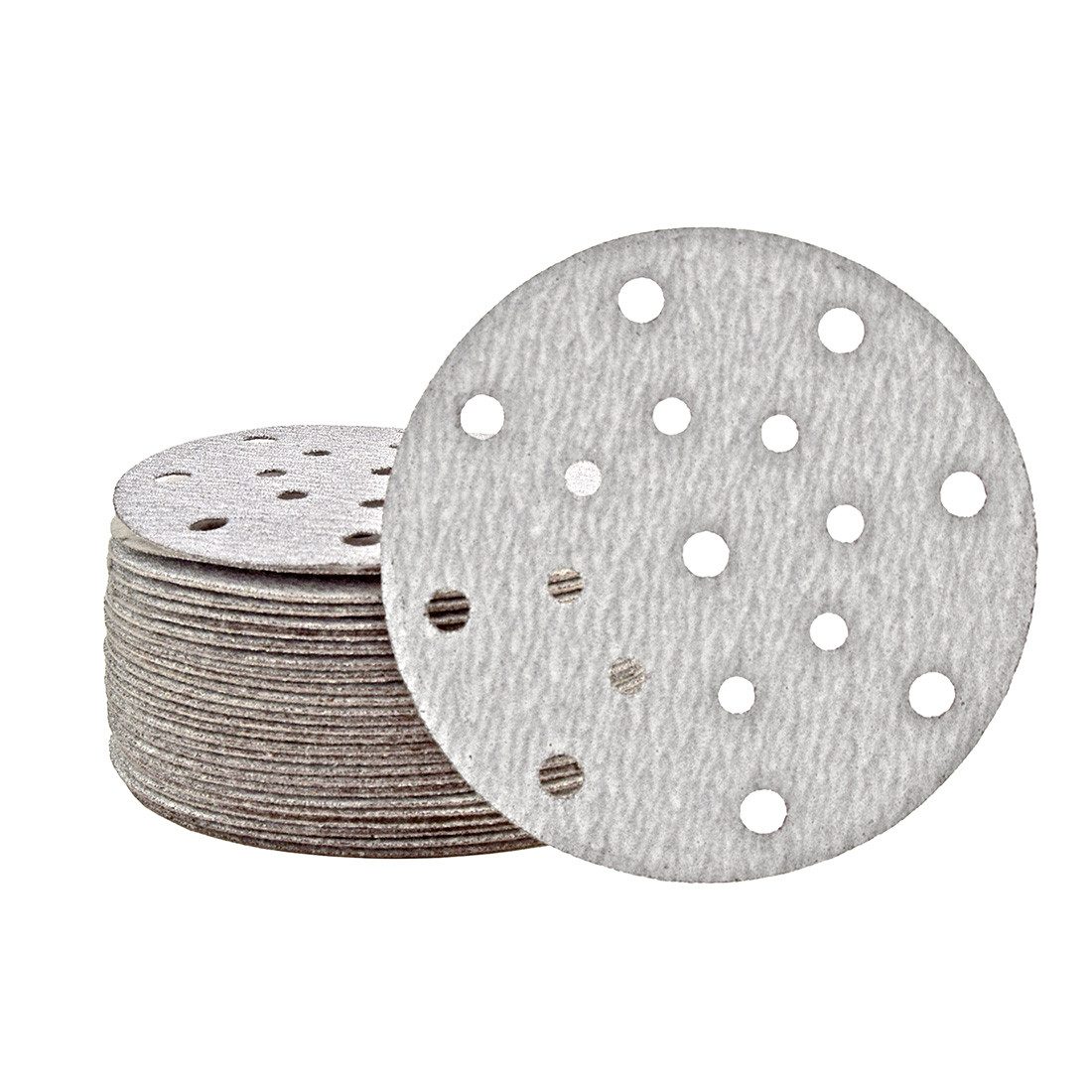 MioTools Schleifscheibe Ø 150 mm 17-Loch Klett-Schleifscheiben für Exzenterschleifer, Normalkorund, 50 Stk., K150