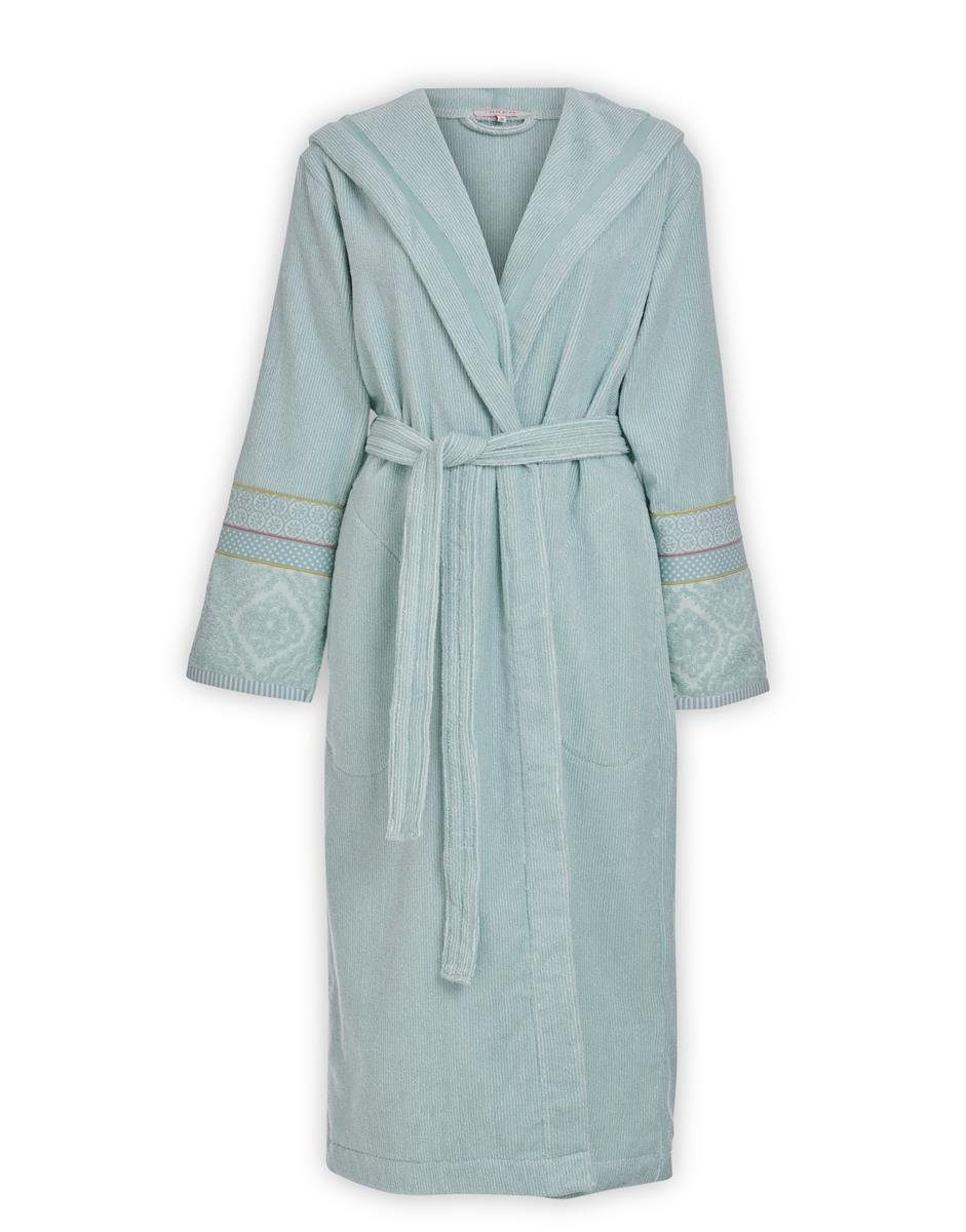 PiP Studio Bademantel Soft Zellige Bathrobe Blue L Blau 100% Cotton, terry, 450 GSM L 1, Bademantel Damen und Herren Morgenmantel Frottee