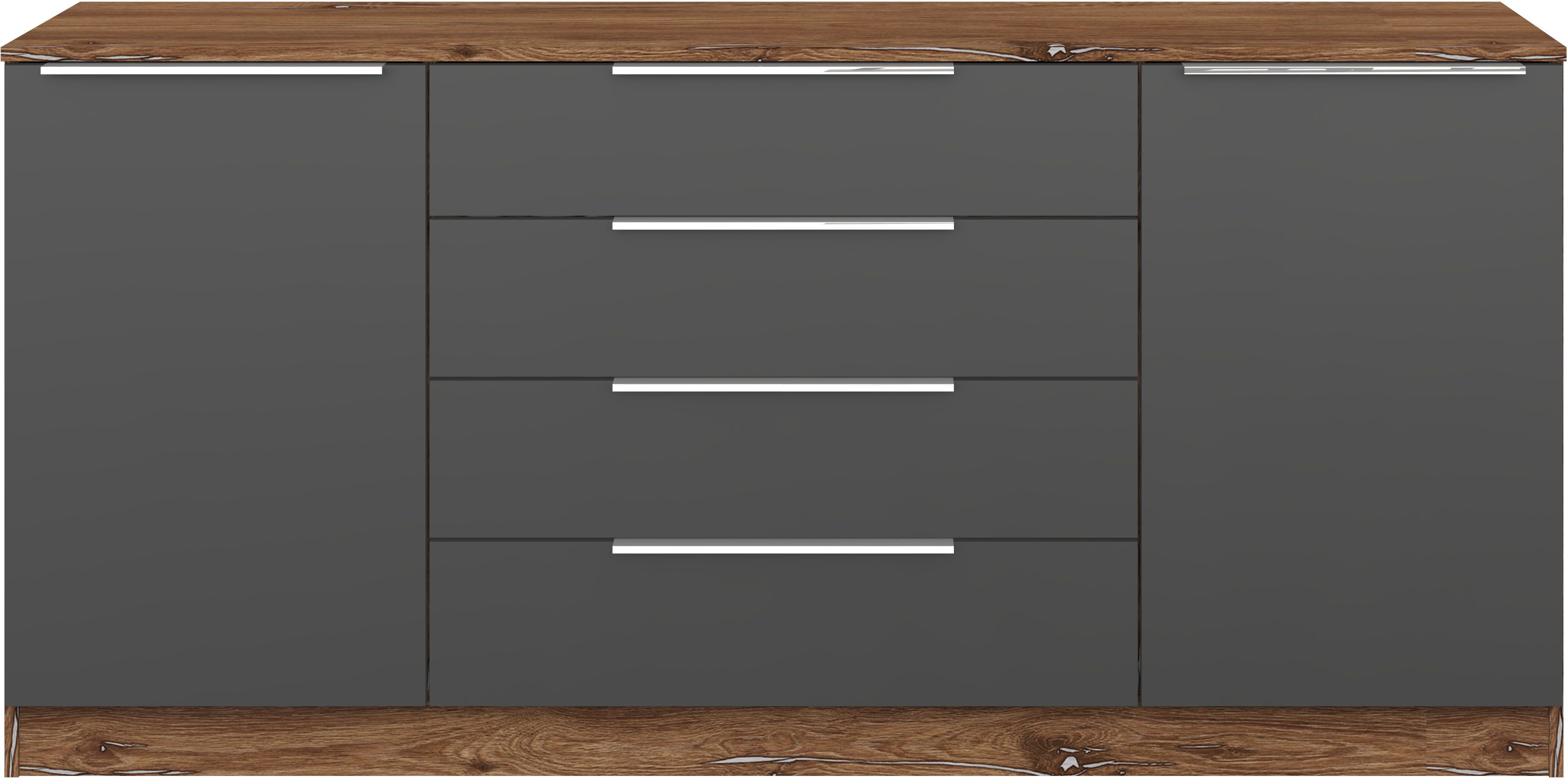 borchardt Möbel Kommode Oliva, Kommode mit Metallgriffen, Breite 166 cm, mit 4 Schubkästen