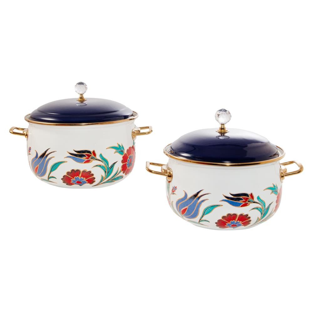 SERENK Töpfchen Serenk Premium Emaille-Kochtopfset, 2-teilig, tief und bauchig, 20/24