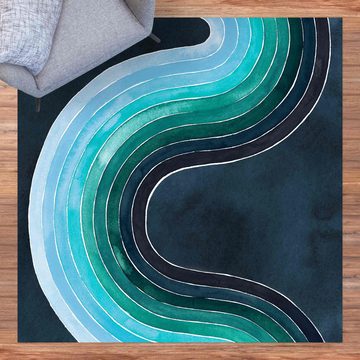 Teppich Vinyl Wohnzimmer Schlafzimmer Flur Küche Modern modern, Bilderdepot24, quadratisch - blau glatt, nass wischbar (Küche, Tierhaare) - Saugroboter & Bodenheizung geeignet
