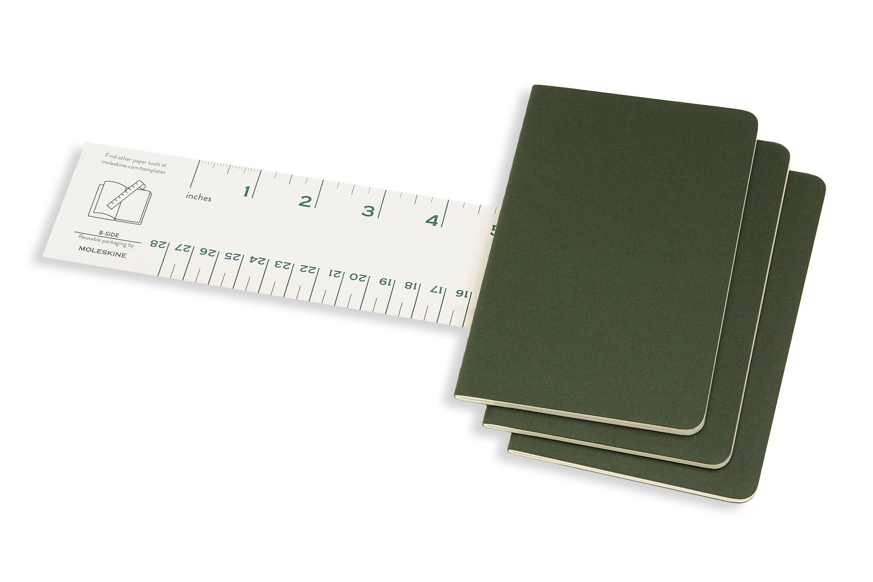 3er - - Myrtengrün MOLESKINE Cahier mit Notizheft, Kartoneinband Set 70g-Papier