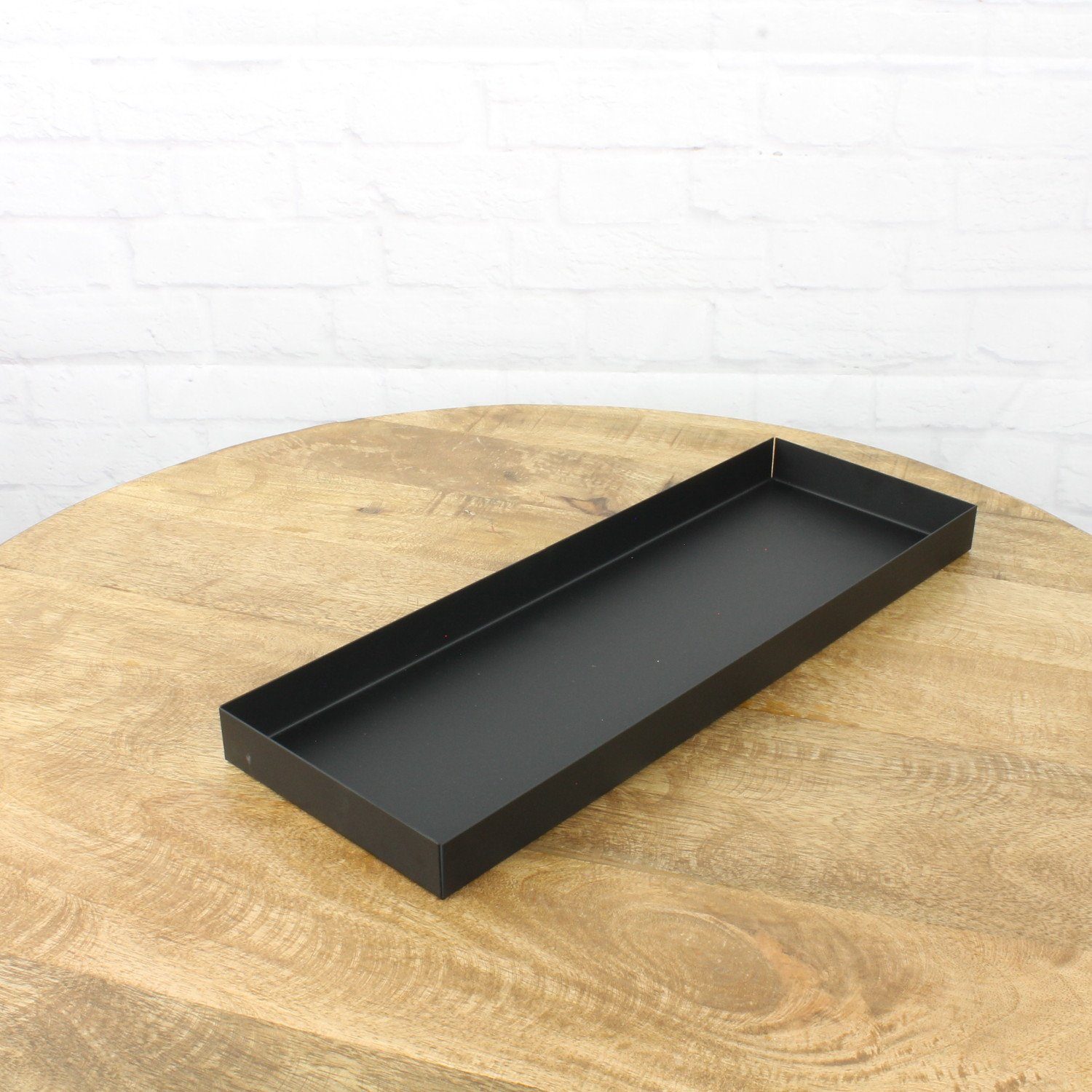 Macosa modern, Home schmal Metalltablett 45 cm Tablett schwarz Metall Dekotablett rechteckig