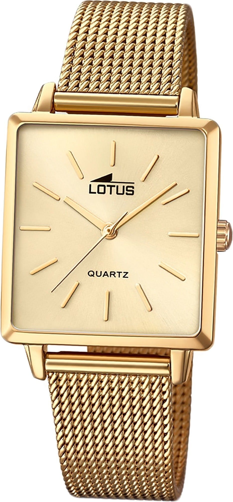 Lotus Quarzuhr LOTUS Edelstahl Damen Uhr 18719/2, Damenuhr mit Edelstahlarmband, eckiges Gehäuse, klein (ca. 27mm), Fash