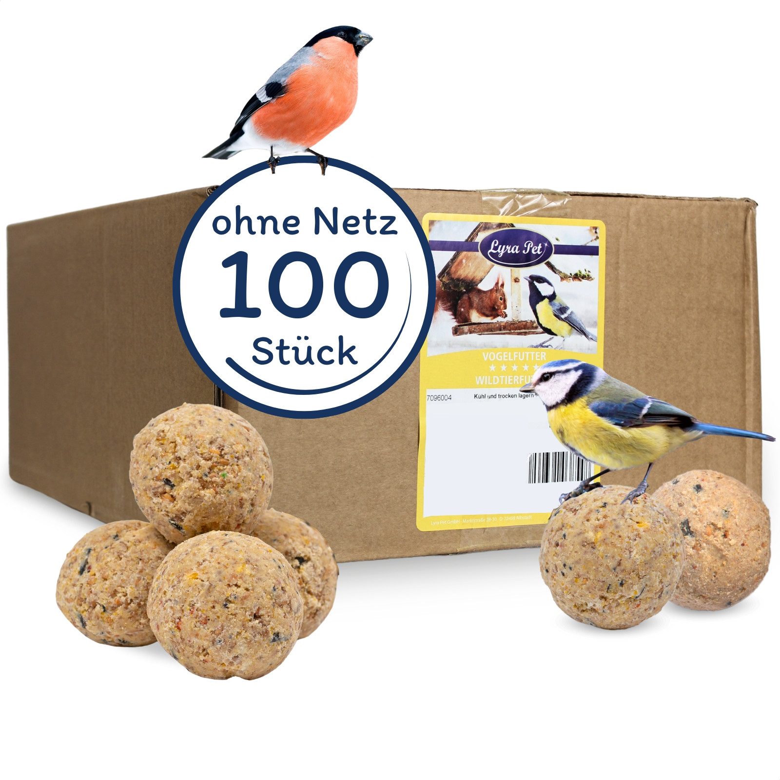 Lyra Pet 100 Stk. Lyra Pet® Meisenknödel ohne Netz à 90 g = 9 kg Vogelfutter, für: Wildvogel