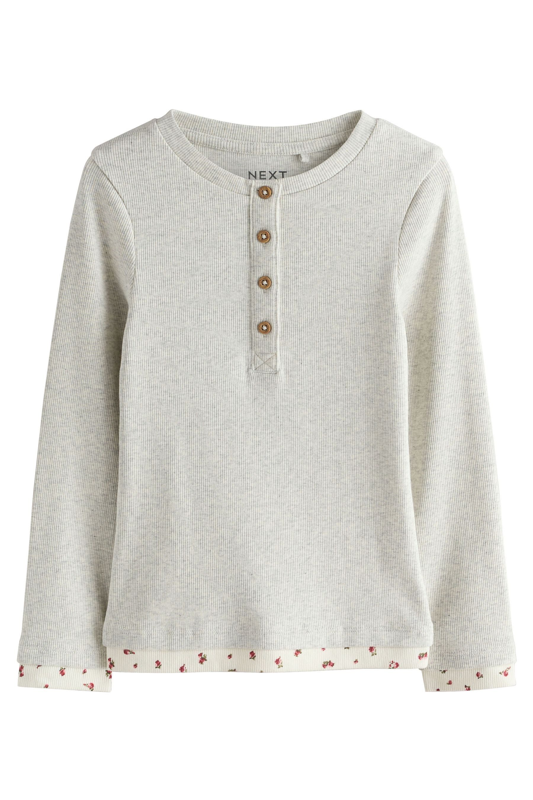 Next Langarmshirt Geripptes Henley-Oberteil mit langen Ärmeln (1-tlg)