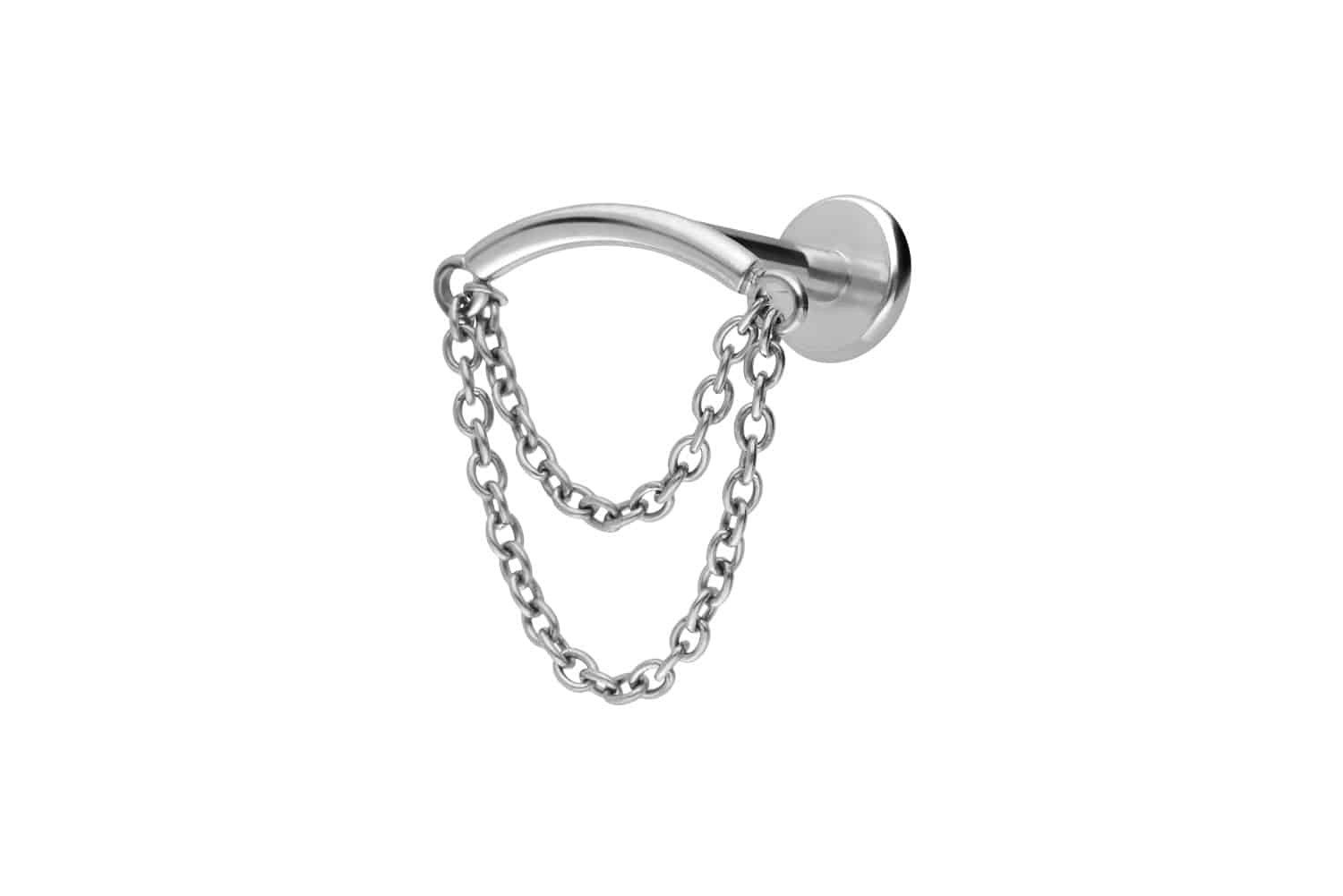 Piercing-Set Titan Labret mit Innengewinde BOGEN + 2 KETTEN