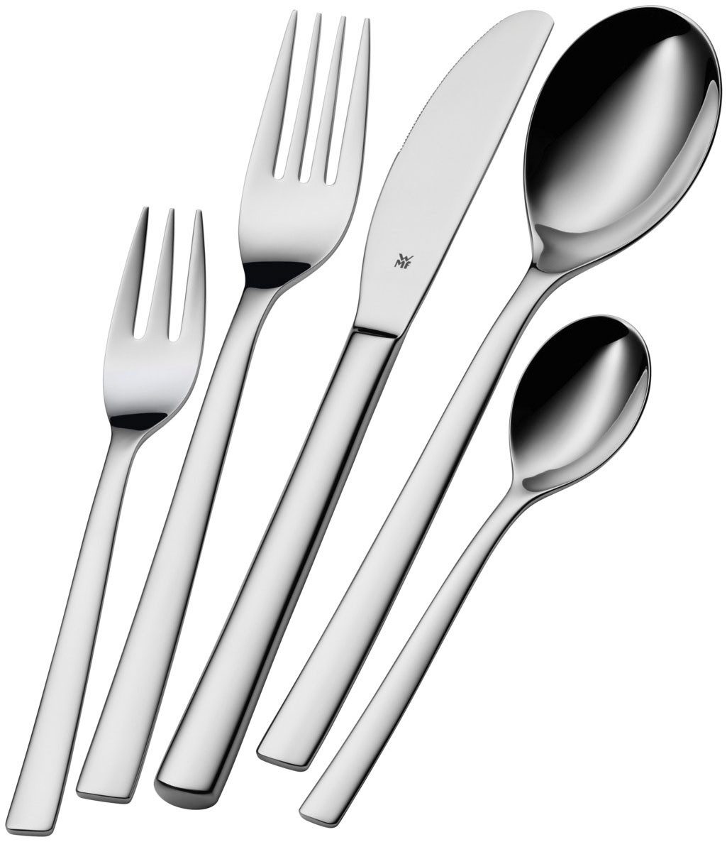 WMF Besteck-Set Palermo (30-tlg), 6 Personen, Cromargan® Edelstahl Rostfrei 18/10, Monobloc-Messer, ergonomisch, geschmiedete Messer, Wellenschliff